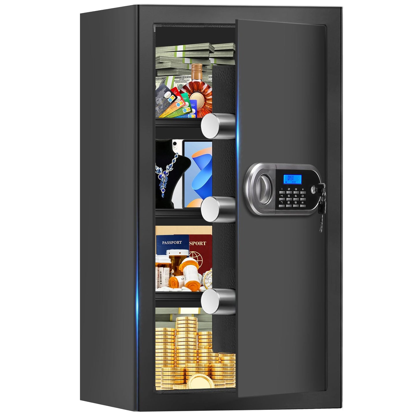 6.0 Cuft Large Fire Proof Safe for Home Documents, Safe Box Fireproof Waterproof with Electronic Keypad, Spare Keys and Alert System, Digital Home Safes Water and Fireproof for Office Money Valuables