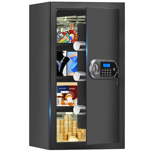 6.0 Cuft Large Fire Proof Safe for Home Documents, Safe Box Fireproof Waterproof with Electronic Keypad, Spare Keys and Alert System, Digital Home Safes Water and Fireproof for Office Money Valuables