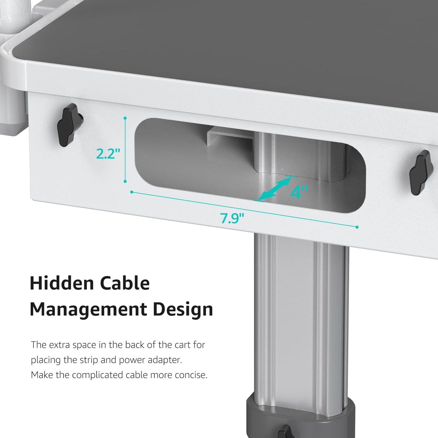 BEWISER Medical Cart Mobile Trolley Height Adjustable Easy Installation Pallet Cart with Oral Scanner Holder Laptop Workstation