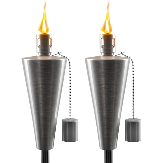Matney Metal Torches - 5ft Tall Oil Torch Lamp - 2 Pack - Weatherproof Adjustable Height for Garden, Lawn, Yard