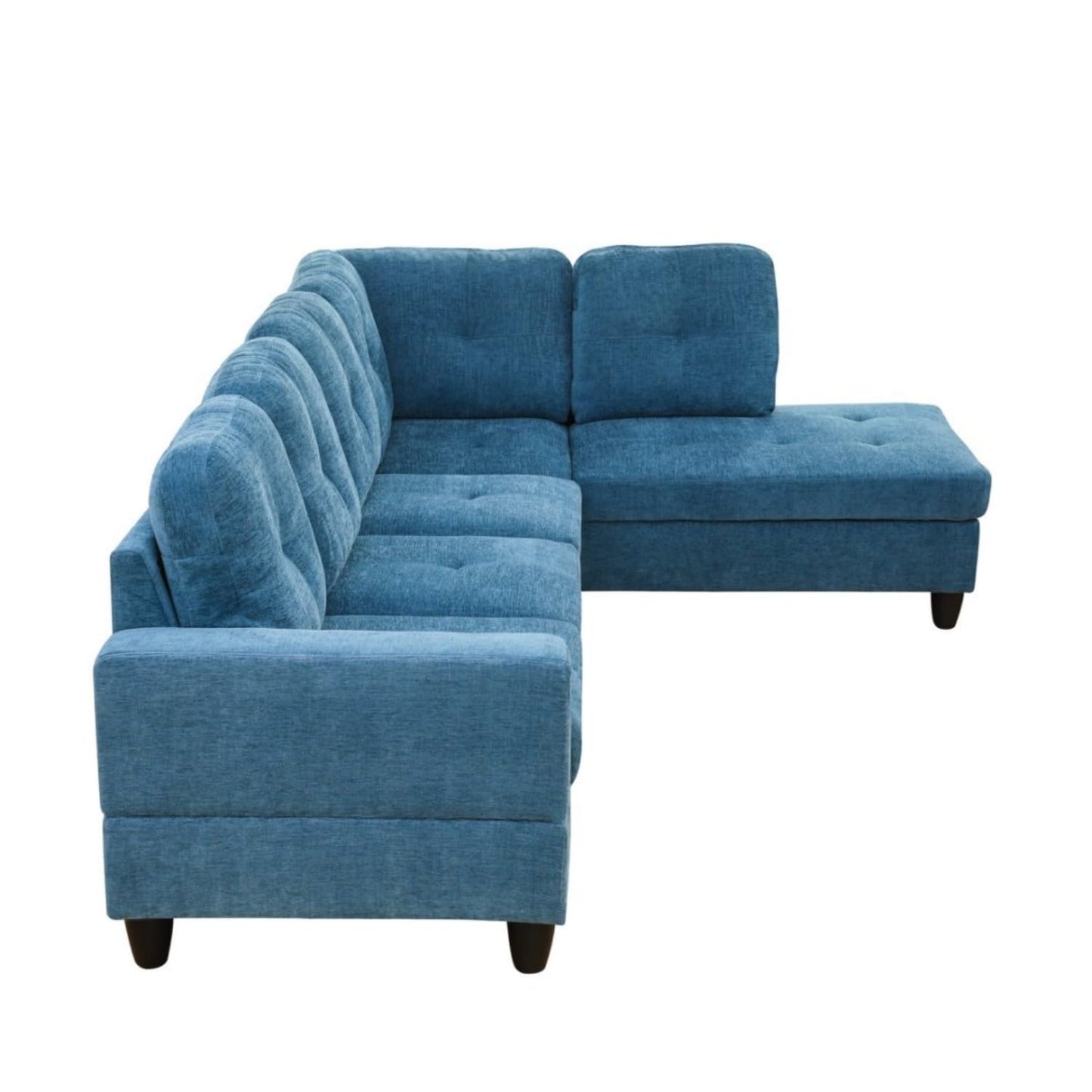 UOCFYK Sectional Sofa Couch with Right Chaise, Flannel L Shaped Couches for Living Room, Office, Apartments, Small Space, Blue