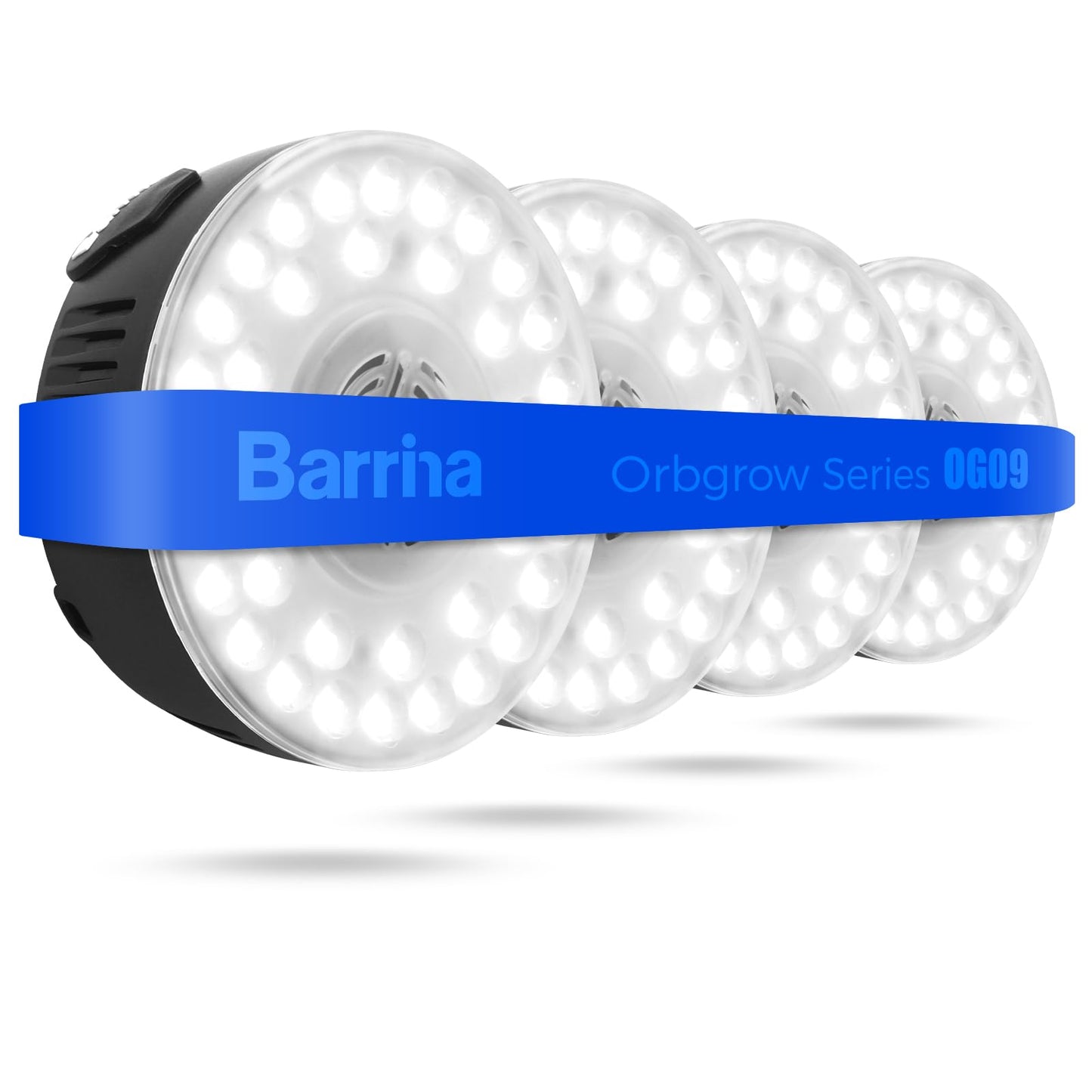 Barrina LED Grow Light Puck, 5000K, 36W (4 x 9W), Aluminum, Model OG09-B4, 4 Packs, Linkable, Full Spectrum,