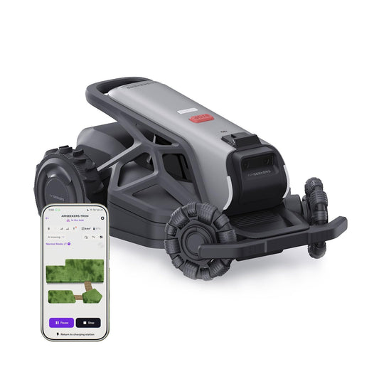 AIRSEEKER TRON SE Robot Lawn Mowe,r Wire-Free,Lawn Mower Reception 0.45 Acre,Antenna-Free NetRTK+AI Vision,65% Slope 140° Obstacle Detection,80 Multi-Zone Management, IPX6 Waterproof,10Ah