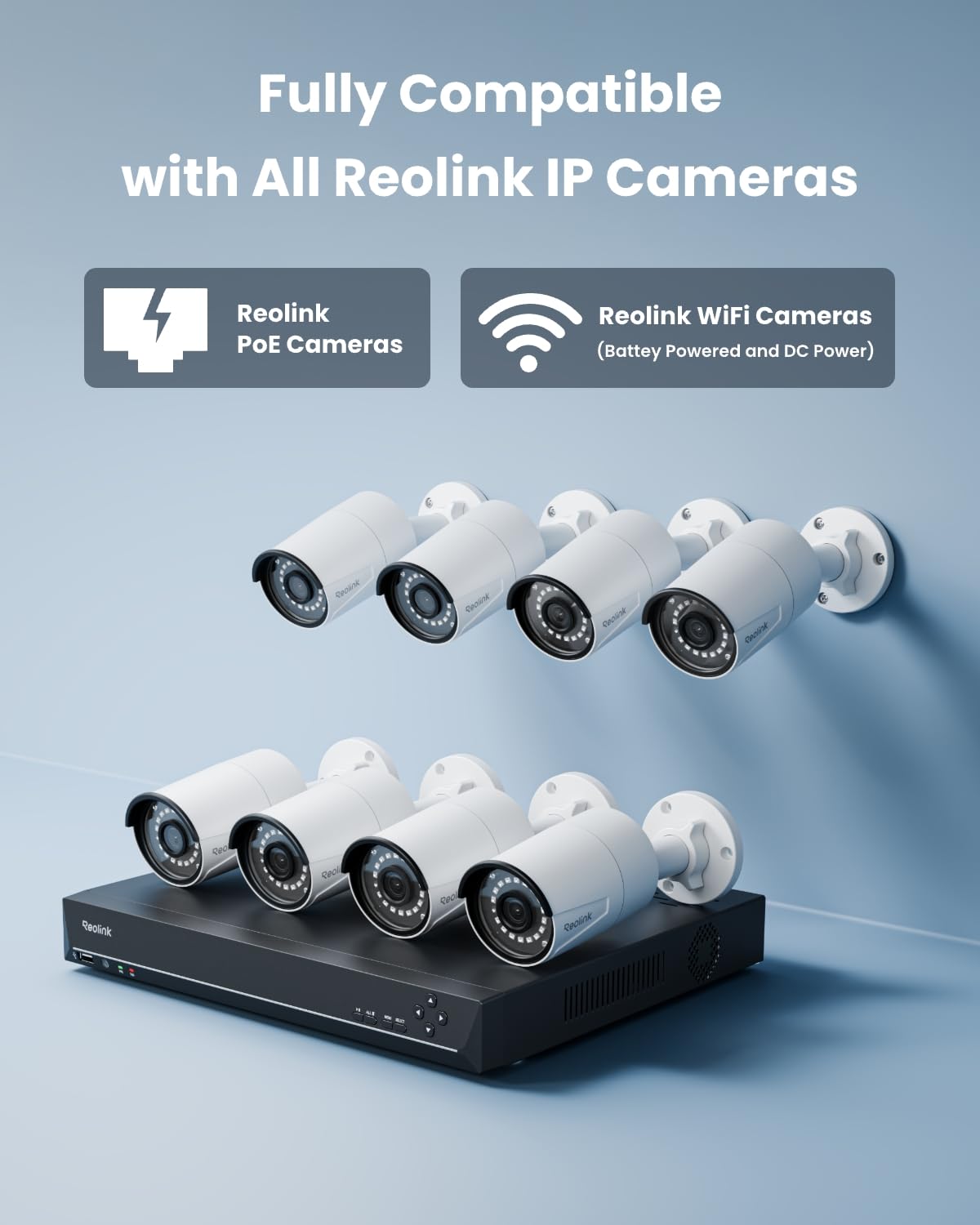 REOLINK 16CH 5MP Home Security Camera System, 8pcs Wired Outdoor PoE IP Cameras with Smart Detection, 8MP 16CH NVR with 4TB HDD for 24-7 Recording, High Bitrate & Clear Stream, RLK16-410B8-5MP