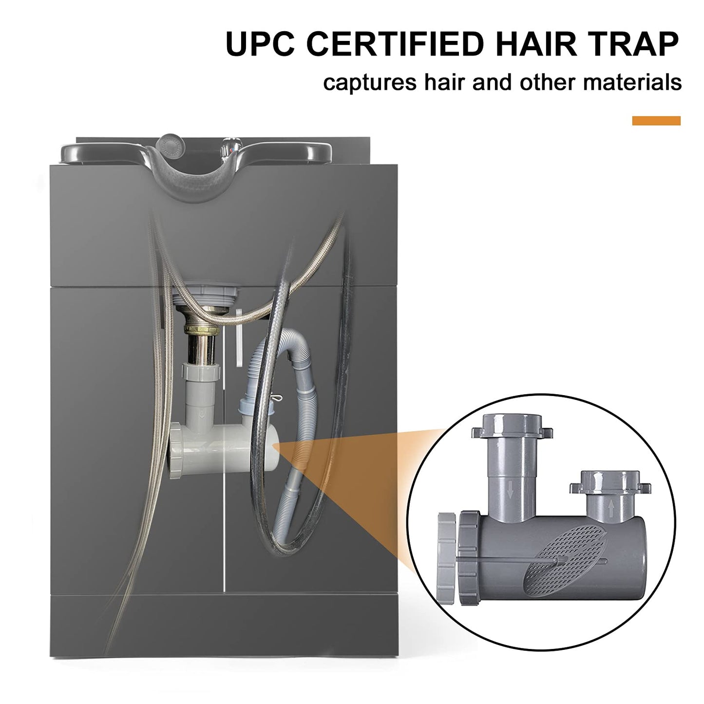 Artist hand Shampoo Backwash Sink Station with Shampoo Bowl Shampoo Station, Backwash Sink Chair Spa Salon Beauty Equipment, Used with Barber Chair and Shampoo Chair(Black)