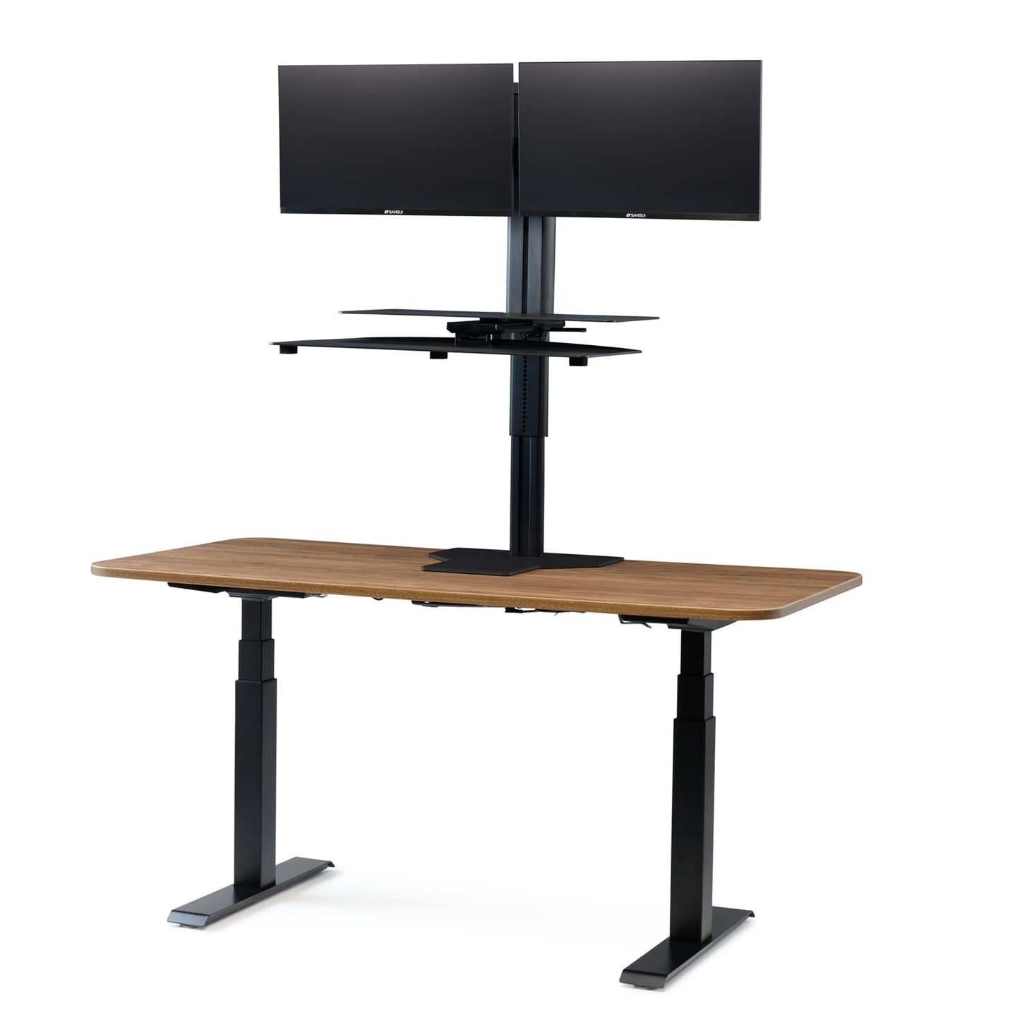 Perfect POSTURE Sit2Stand Standing Desk Converter with Dual Monitor Mount – 18” Height Adjustable Sit-Stand Workstation – Black
