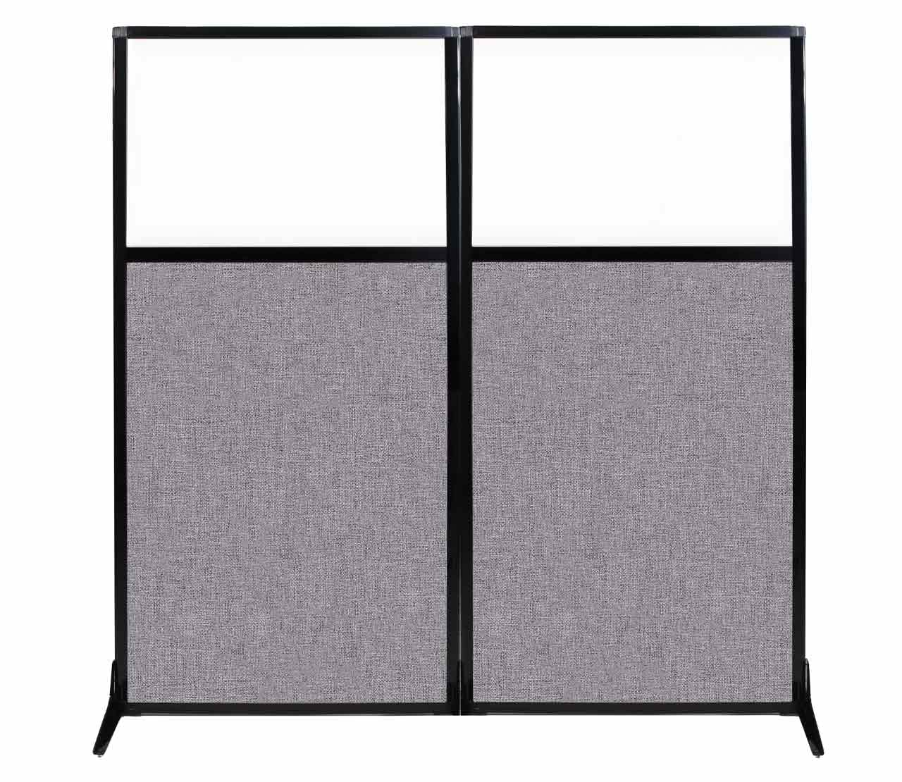 Versare Workstation Partition | Portable Wall Divider | Modern Office Cubicle | Free Standing Privacy Screen | Flexible Work Space | 66" x 70" W/Window, Cloud Gray Fabric Panels