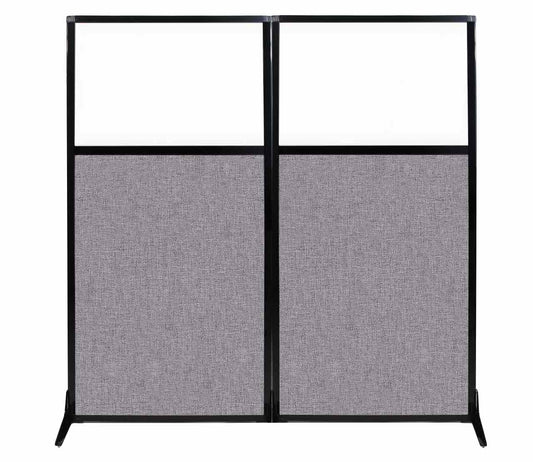 Versare Workstation Partition | Portable Wall Divider | Modern Office Cubicle | Free Standing Privacy Screen | Flexible Work Space | 66" x 70" W/Window, Cloud Gray Fabric Panels