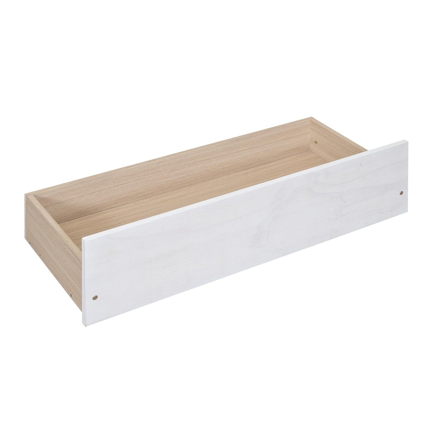 Merax Full Size Canopy Platform Bed with 2 Drawers, Wooden Bed Frame with Support Slats, No Box Spring Needed, Brushed White