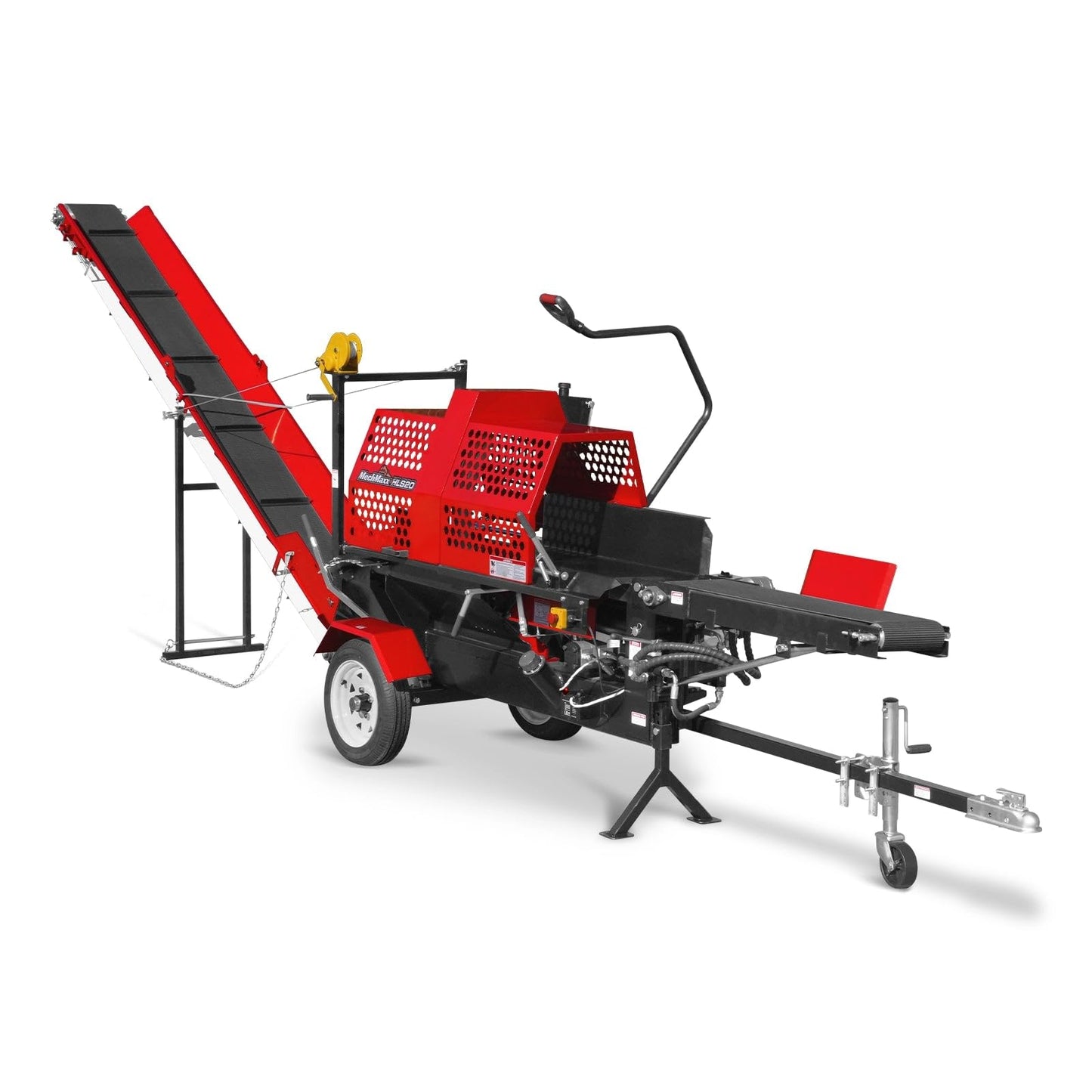 MechMaxx ZONSEN 459cc 15hp Electric & Recoil Start Engine Firewood Log Splitter Processor with Conveyor, 20ton Splitting Force 24" x 15" Log Capacity, 18" Chainsaw, HLS20