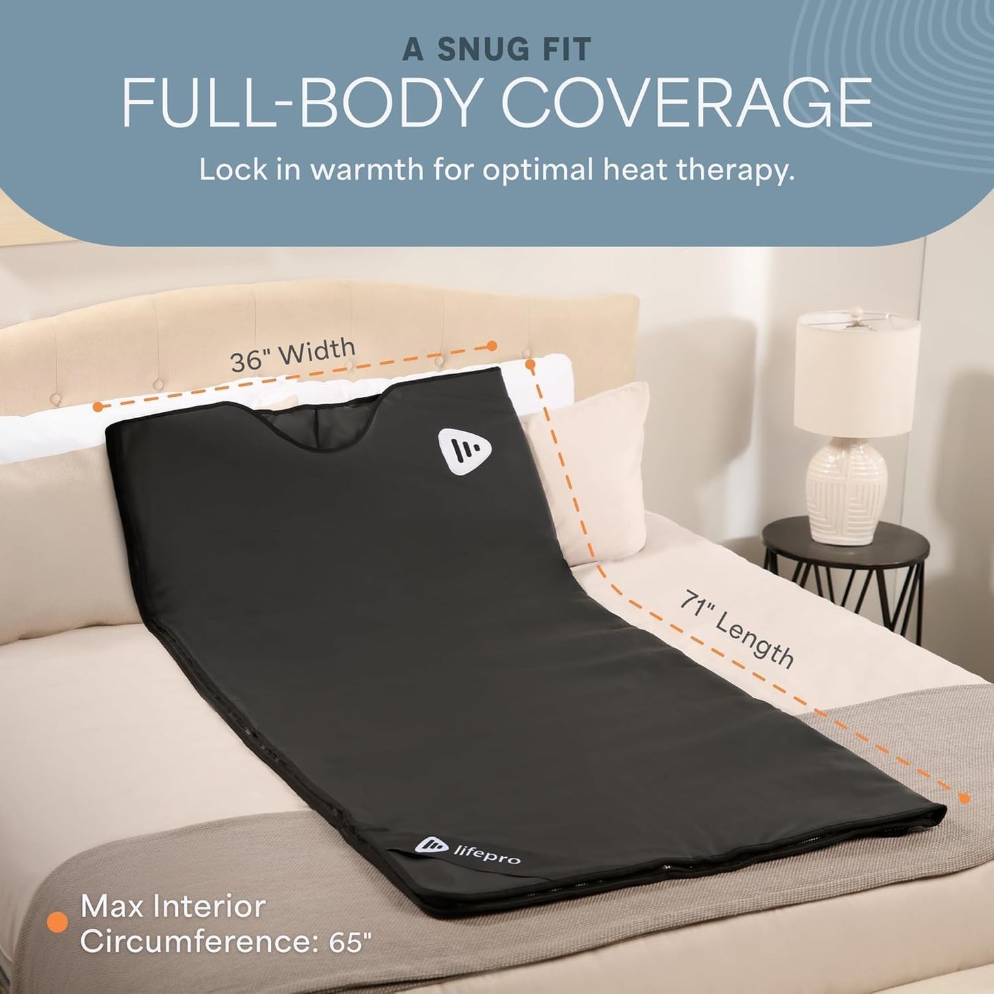 Lifepro RejuvaWrap Infrared Sauna Blanket for Detox & Relaxation – Low EMF Carbon Fiber Heating, 9 Temp Levels, 5 Colors – Portable Sauna Blanket Infrared with Waterproof Interior & Carry Bag
