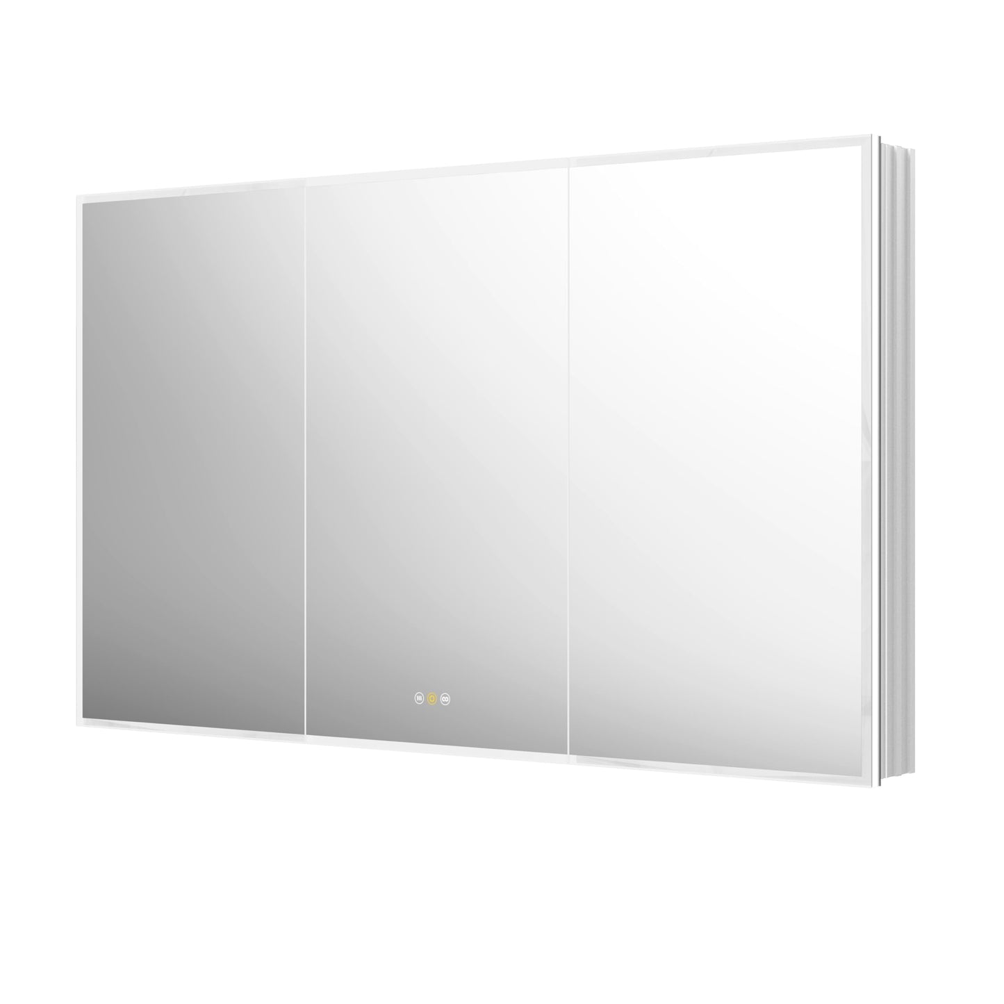 tunuo Recessed Medicine Cabinets for Bathroom with Mirror, Only Recessed Medicine Cabinet with Defogger, Dimmer, Outlets & USB, Three Doors