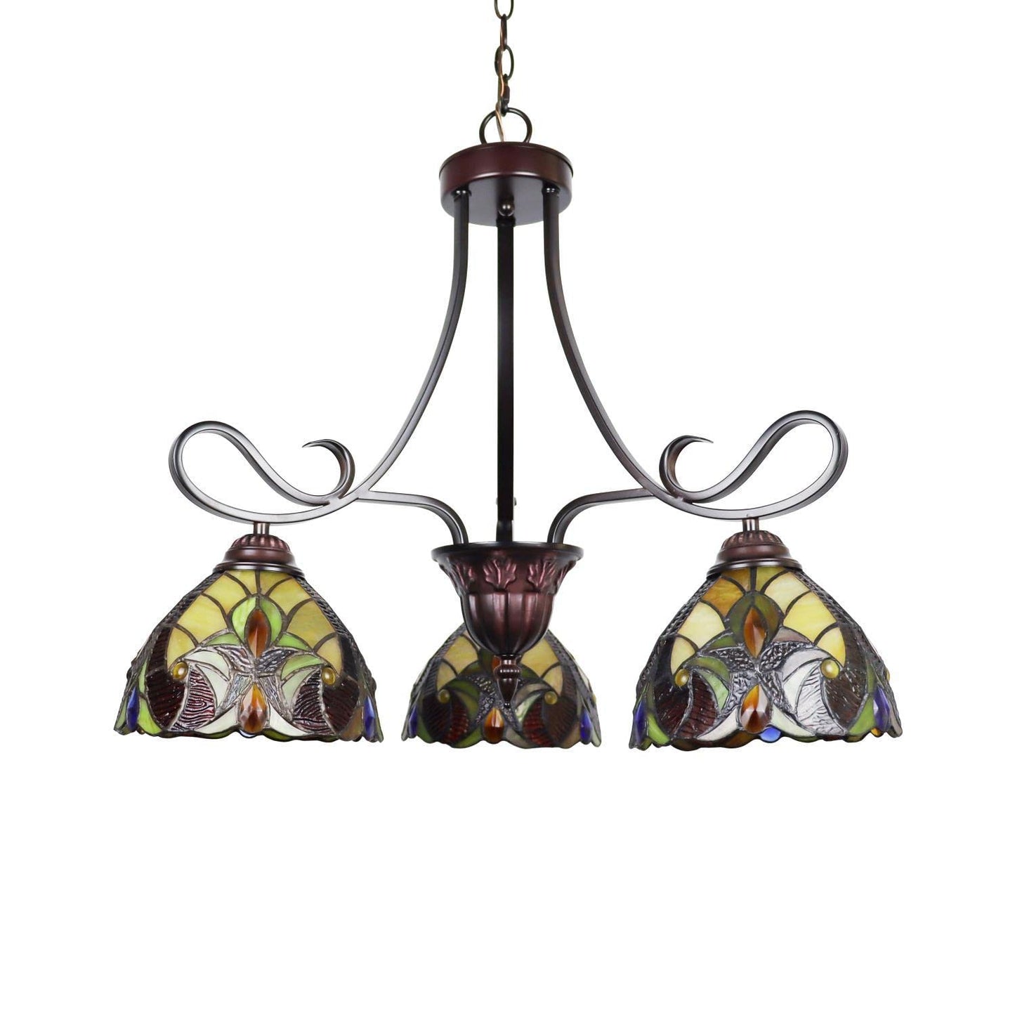 Chloe Lighting Adia Mini Chandelier 3 Light Dark Bronze 25in Wide Multicolor Glass Model CH38632AV25-DD3