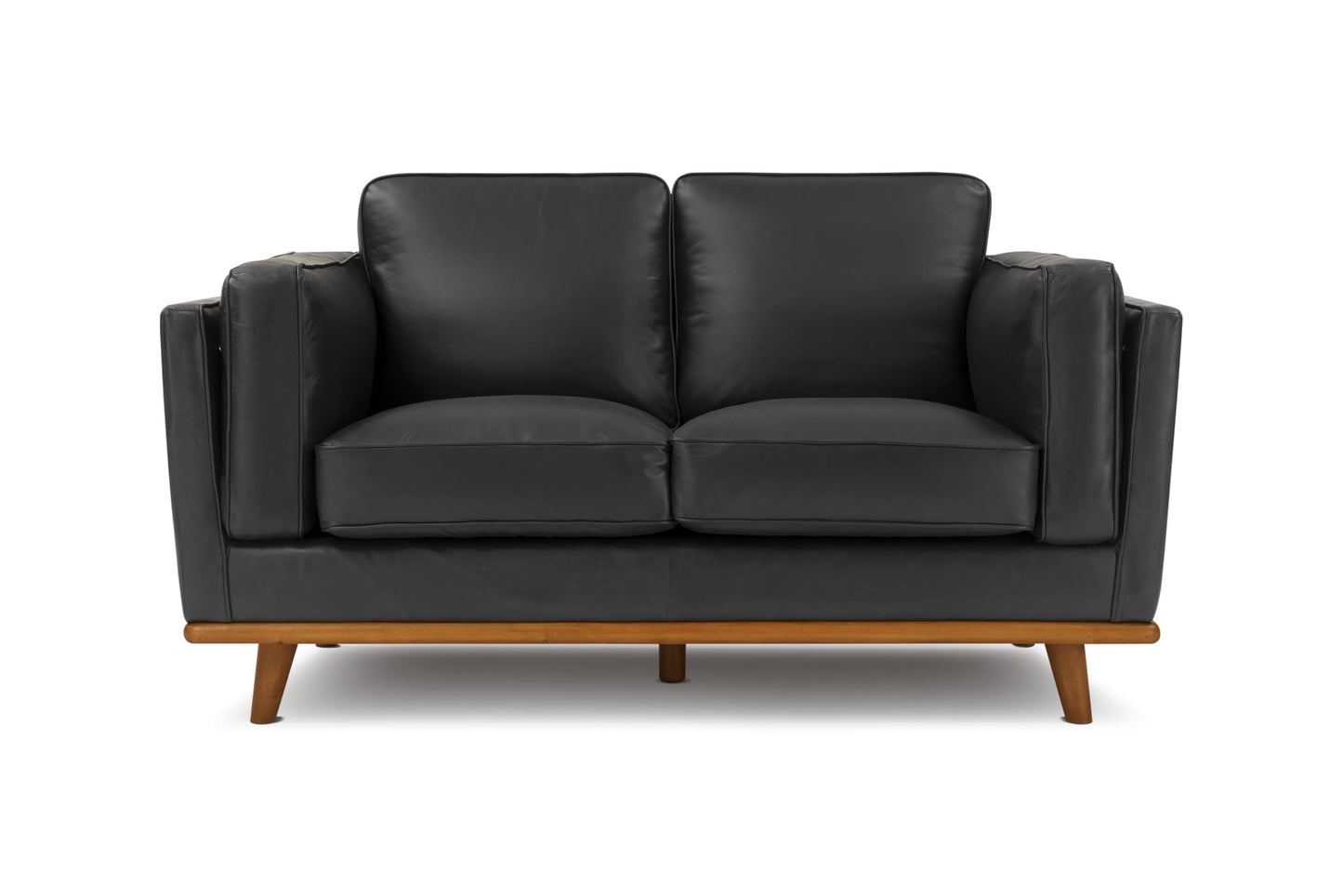 Valencia Artisan Full Leather Loveseat Sofa 66”| Pure Full Italian Nappa Leather Couch, Solid Wood Accent, Ultimate Comfort, Black