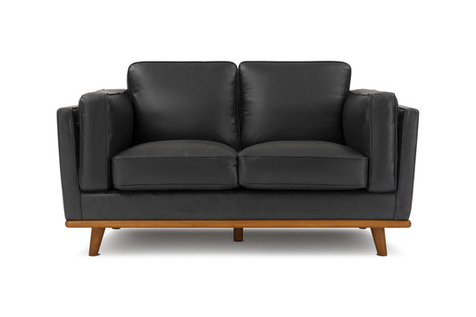 Valencia Artisan Full Leather Loveseat Sofa 66”| Pure Full Italian Nappa Leather Couch, Solid Wood Accent, Ultimate Comfort, Black