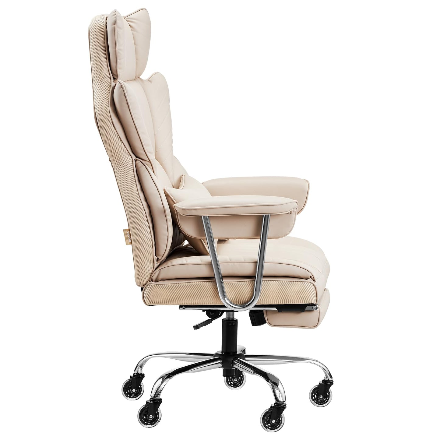 VEVOR Executive Office Chair with Footrest, 400lb Capacity Oversize Office Chair with Lumbar Pillow & Removable Armrests, Heavy Duty Ergonomic Chair, PU Leather Reclining Home Office Desk Chair, Brown