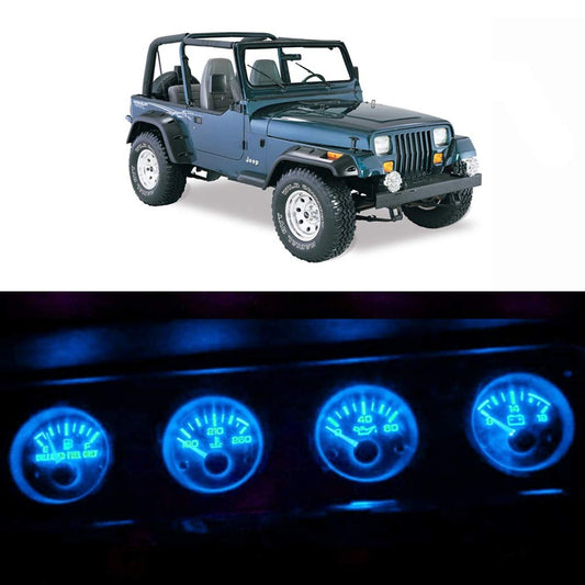 WLJH LED Light Kit for Jeep Wrangler 1992-1995, Ice Blue Gauge Cluster Replacement, Aluminum Material