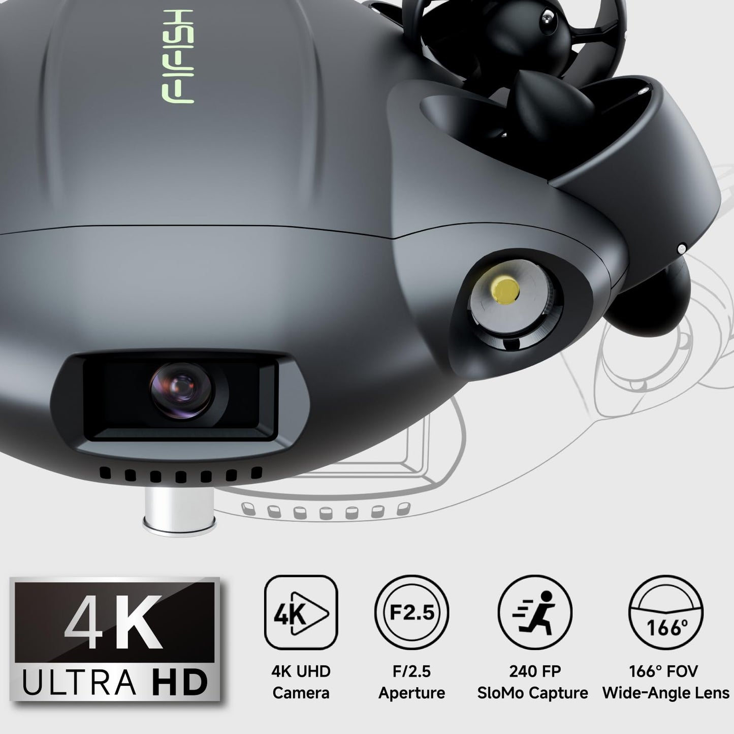QYSEA FIFISH V6 Expert M100 with 6 Hours Working Time, AI Vision Lock Underwater Drone, QYSEA Underwater Robot with EPP Case, Q-interface, Portable ROV with 4K Camera, 330ft Dive