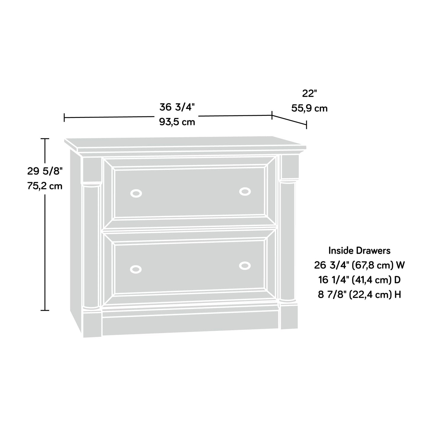 Sauder Palladia File Cabinet with 2 Drawers, Safety Mechanism, Lateral File Cabinet - Select Cherry Finish