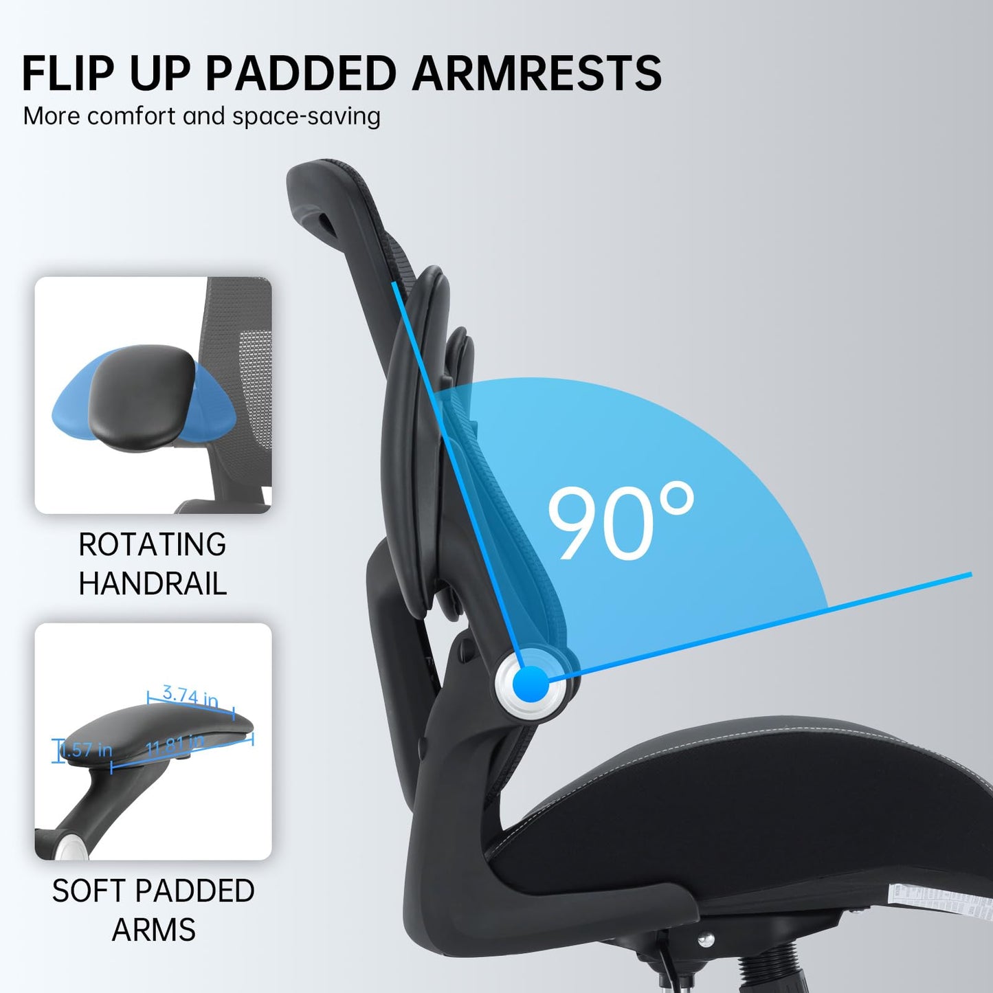 Big and Tall Office Chair 400lbs, Ergonomic Desk Chair with Wide 3D Modeling Foam Seat Cushion Heavy Duty Computer Chair with Adjustable Lumbar Support & Arms, Mesh Executive Chair for Home Office