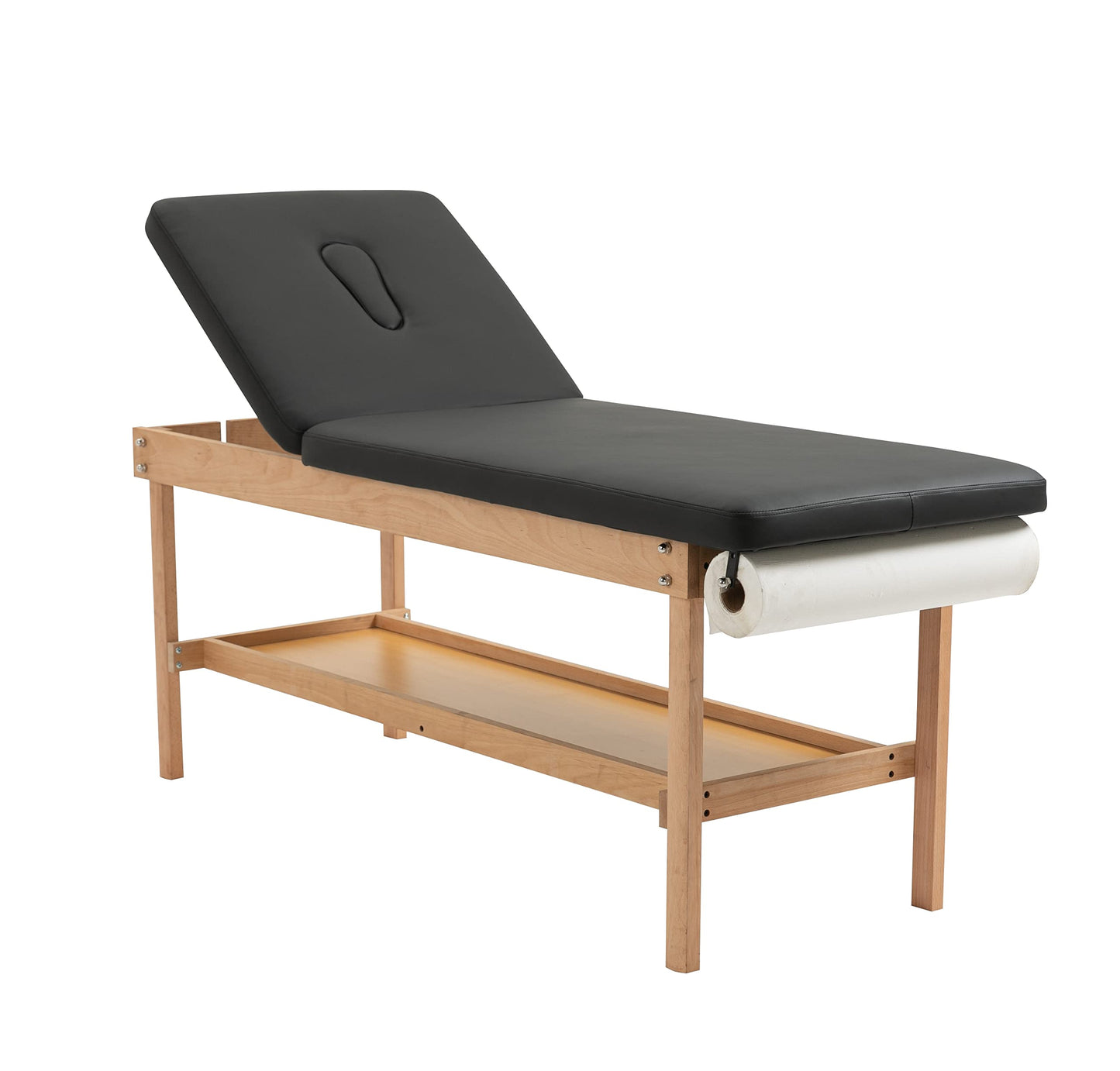 Carenovo 27.5" Width Comfortable Medical Exam Table & Bed with Wooden Storage Base and Paper Holder for Treatment Clincal (Black)