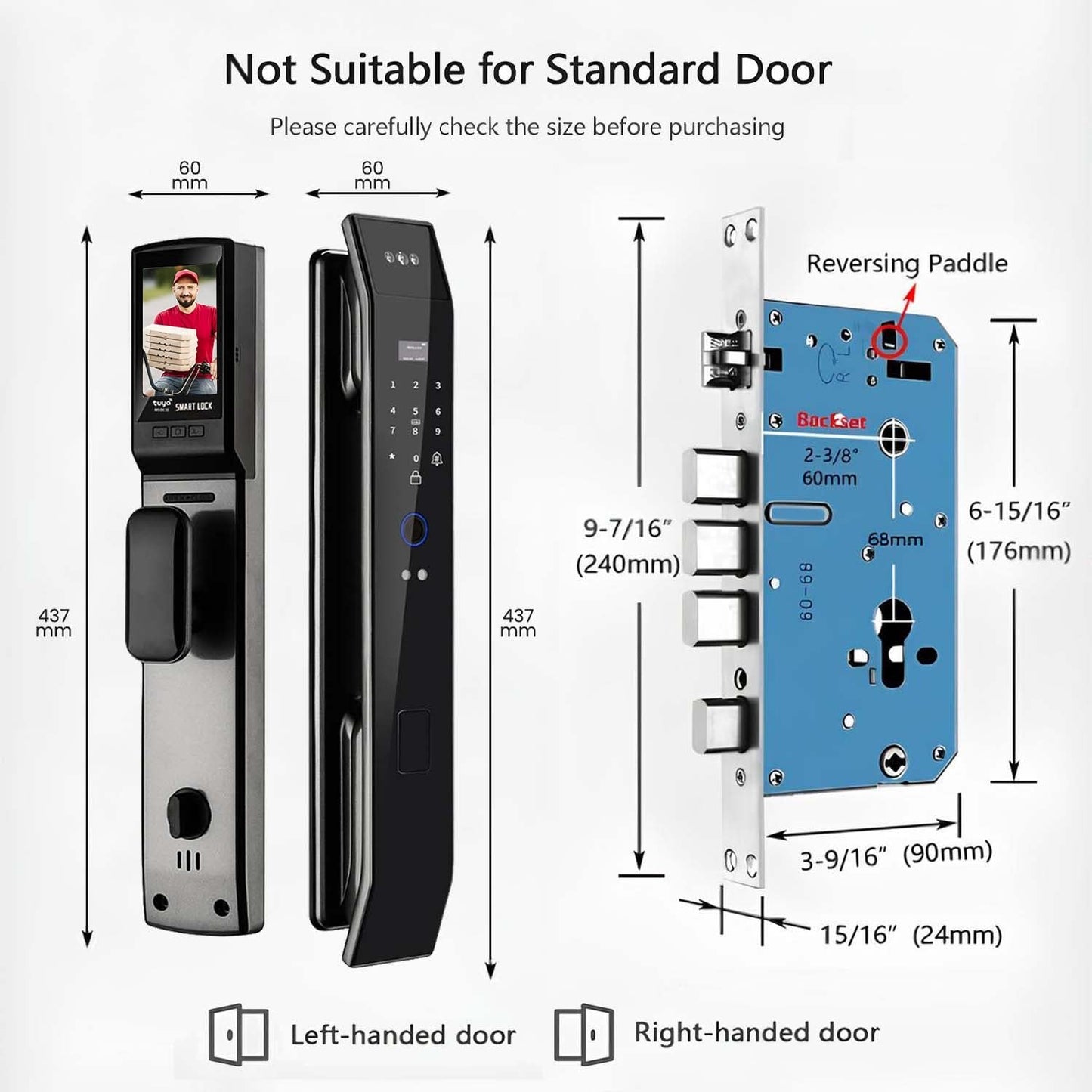 Smart Door Lock with 3D Face Recognition & Camera, Intercom, Video Doorbell, Fingerprint Keyless Entry, Password, IC Card, Key, Alexa Compatible via Tuya App Control, Smart Home Front Door Security