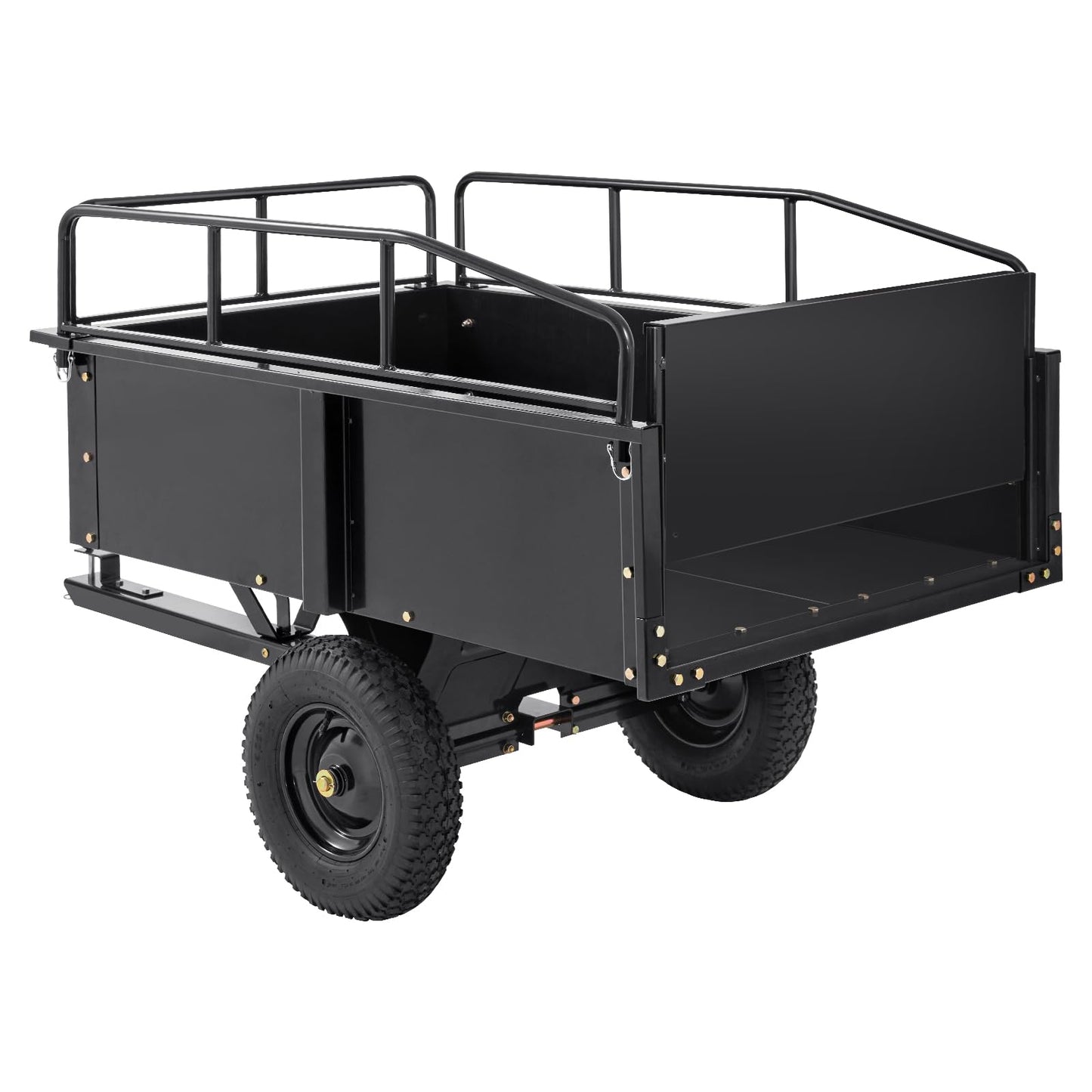 VEVOR Heavy Duty ATV Trailer Steel Dump Cart, 750 lbs 15 Cubic Feet, Garden Utility Trailer Yard Trailers with Removable Sides for Riding Lawn Mower Tractor