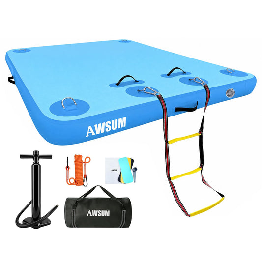 AWSUM Inflatable Floating Dock, 8ft Non-Slip Swim Platform & Lake Island Raft for Pool, Beach, Ocean