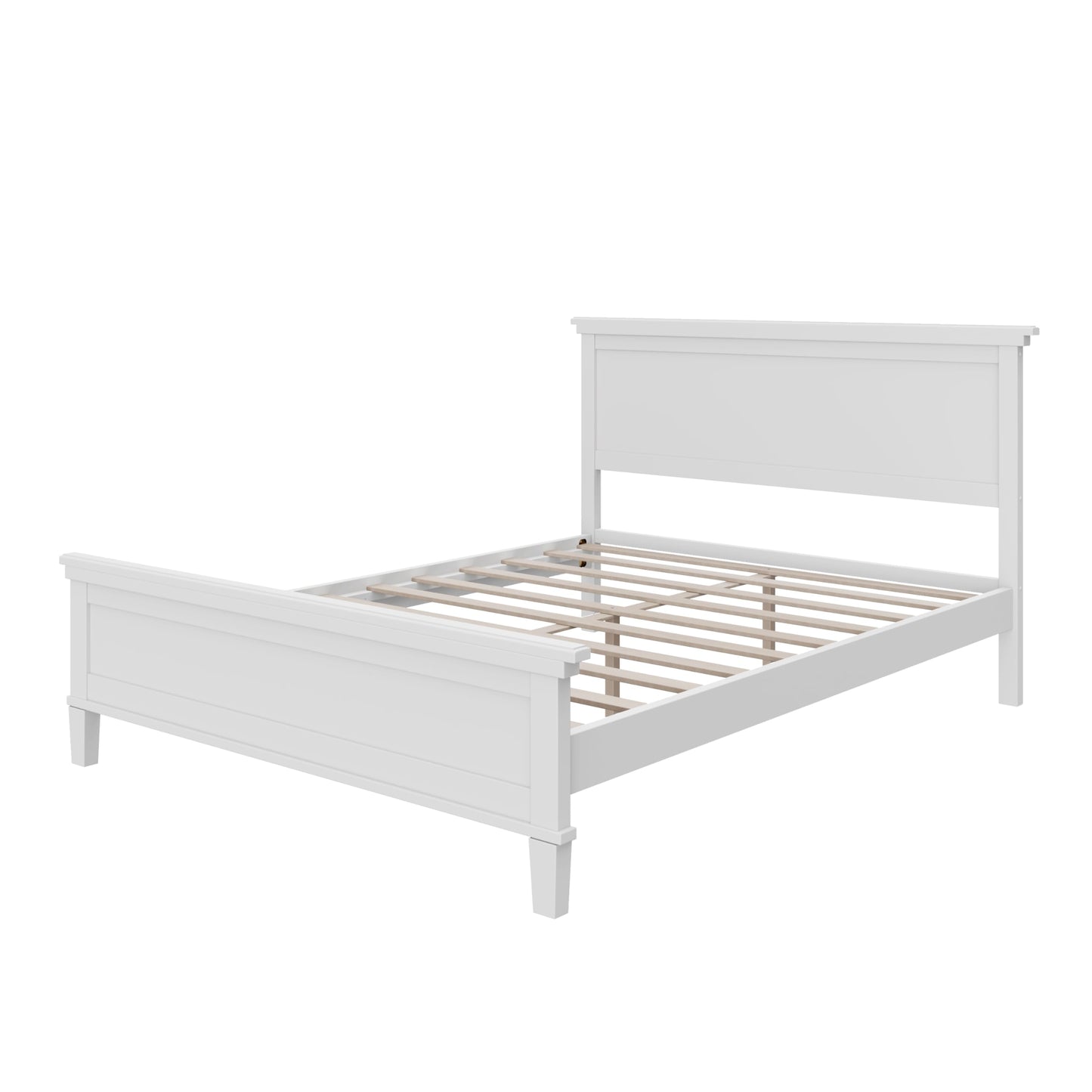 Merax Full Size Platform Bed Frame with Headboard, Solid Wood Bed Frame, Mid-Century Modern Farmhouse Bed with Wood Slat Support, No Box Spring Needed, Under-Bed Storage