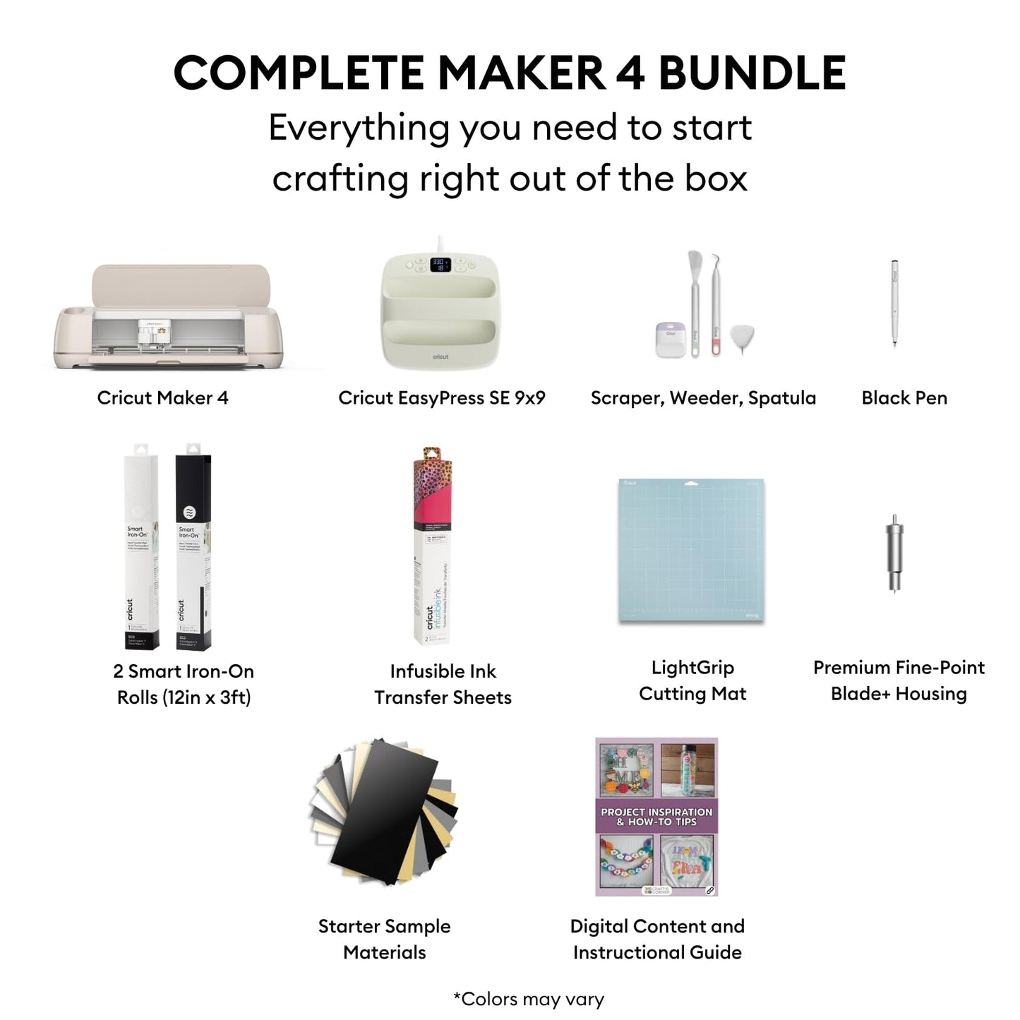 Cricut Maker 4 + EasyPress SE Heat Press Bundle - Cutting Machine with Infusible Ink, Vinyl & Tools for Professional Shirts & Custom Apparel