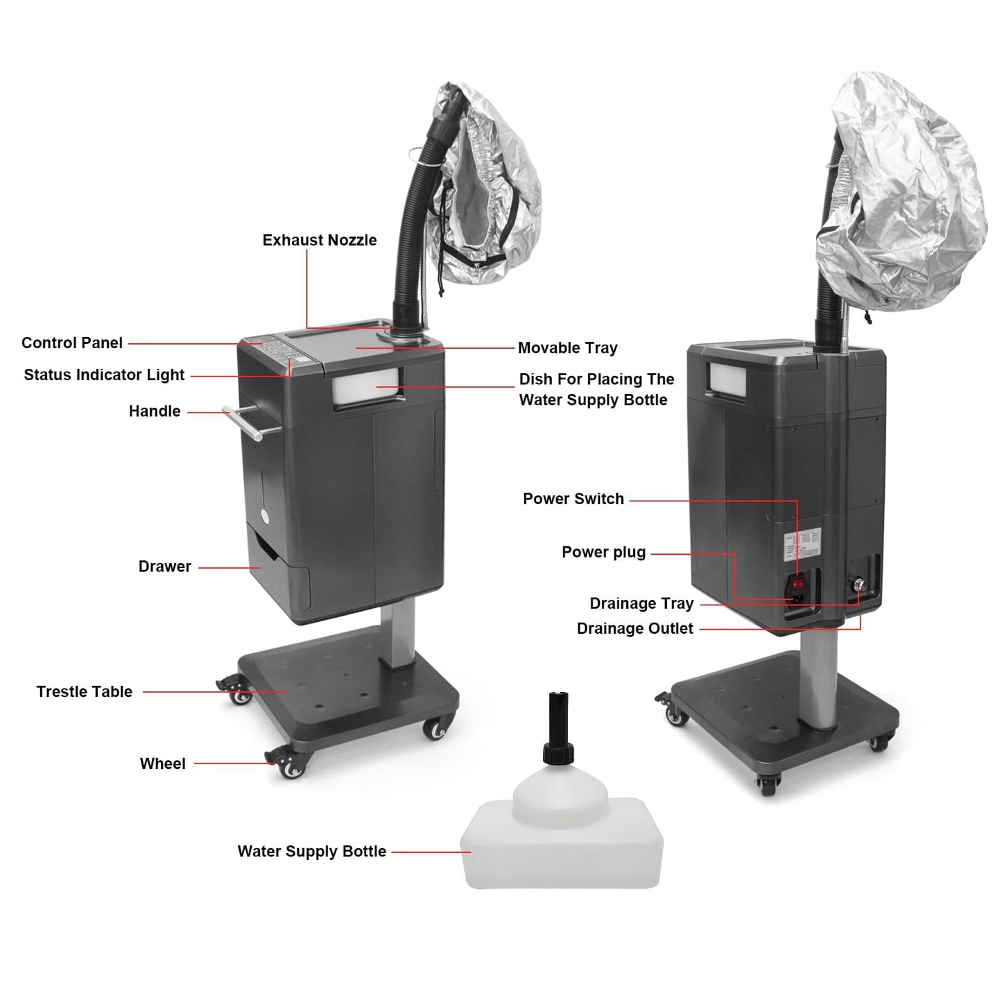 Elitzia Micro Mist Hair Steamer with Storage Draw for Salon SPA Barber Shop
