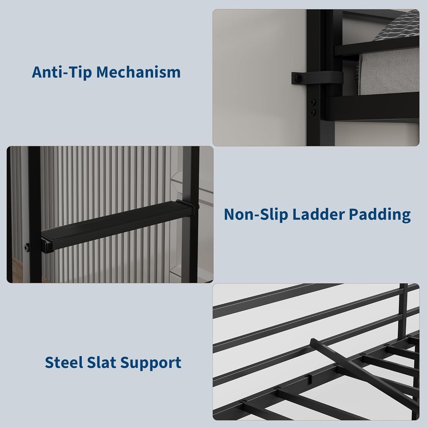 GAOMON Twin Size Loft Bed with Desk and Storage Shelves, Sturdy Metal Loft Bed with Steel Slats Support and Ladder for Kids and Adults, Safety Guardrail, Space Saving, Black and Brown