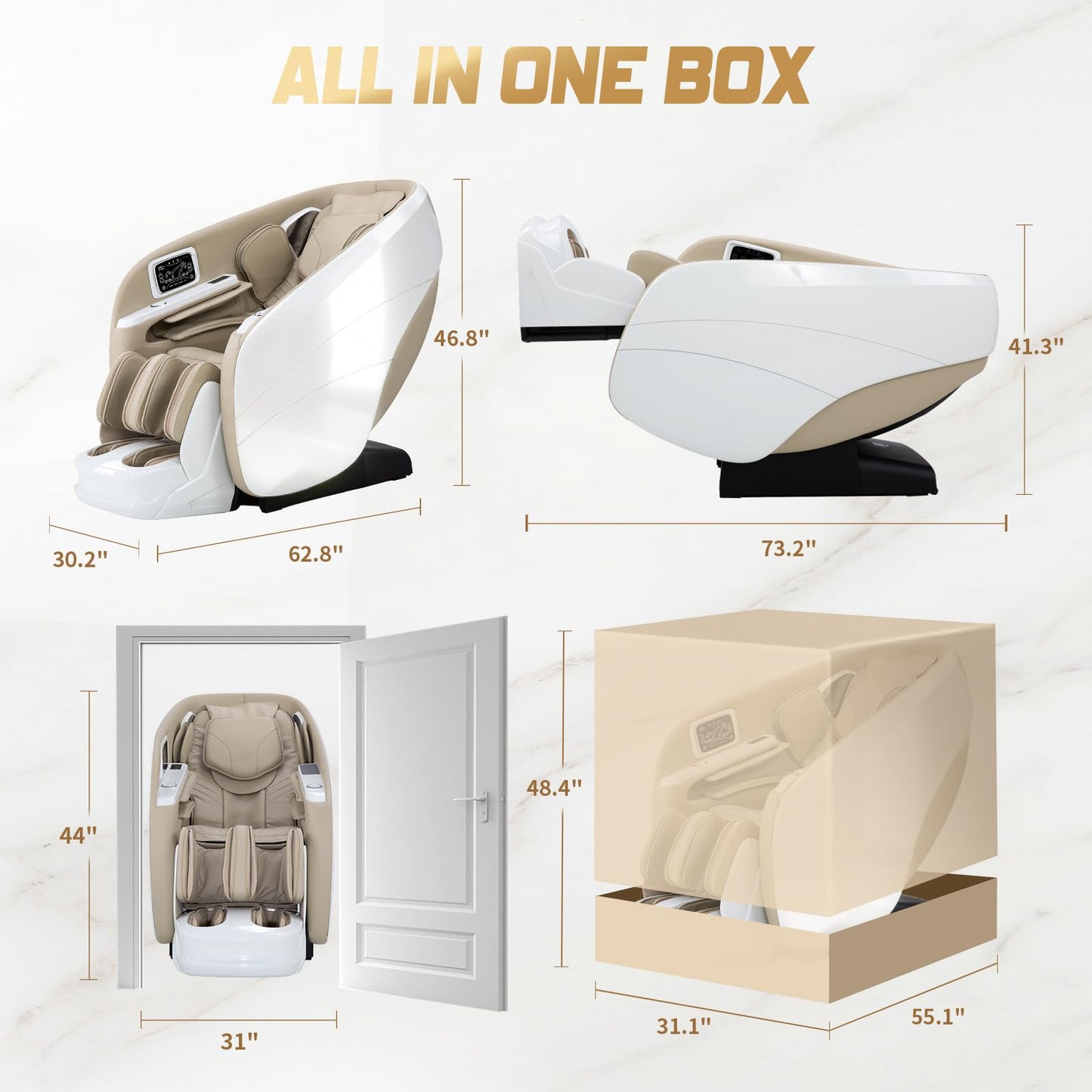 Medfinity 4D Massage Chair Full Body, Zero Gravity Recliner,34 Airbags Massage,20 Auto Massage Programs,Auto Body Scan,AI Voice Control,55" SL Track,Beige