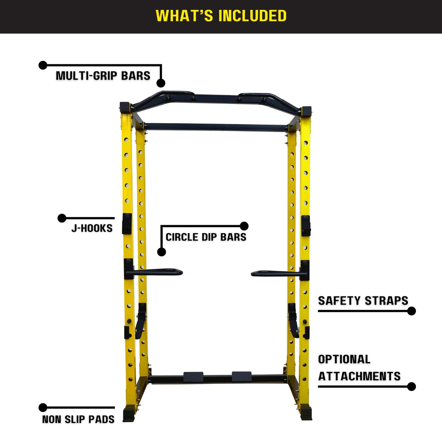 HulkFit Pro Series Power Cage and Home Gym Attachments - Yellow