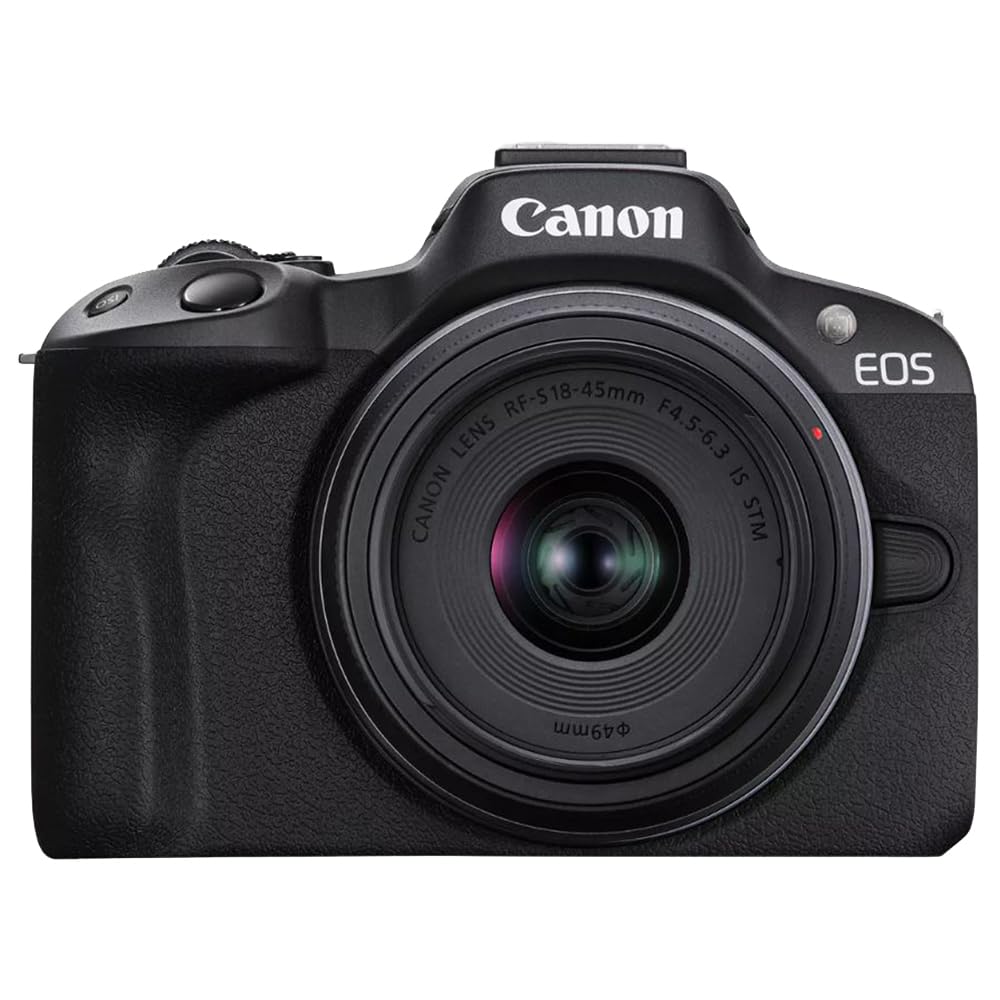 Canon EOS R50 Mirrorless Camera (Black) with RF-S 18-45mm F4.5-6.3 is STM Lens 5811C012 Bundle with Deco Gear Photography Bag + 2 Battery +Tripod + Filters + Wide Angle & Telephoto Lenses & More