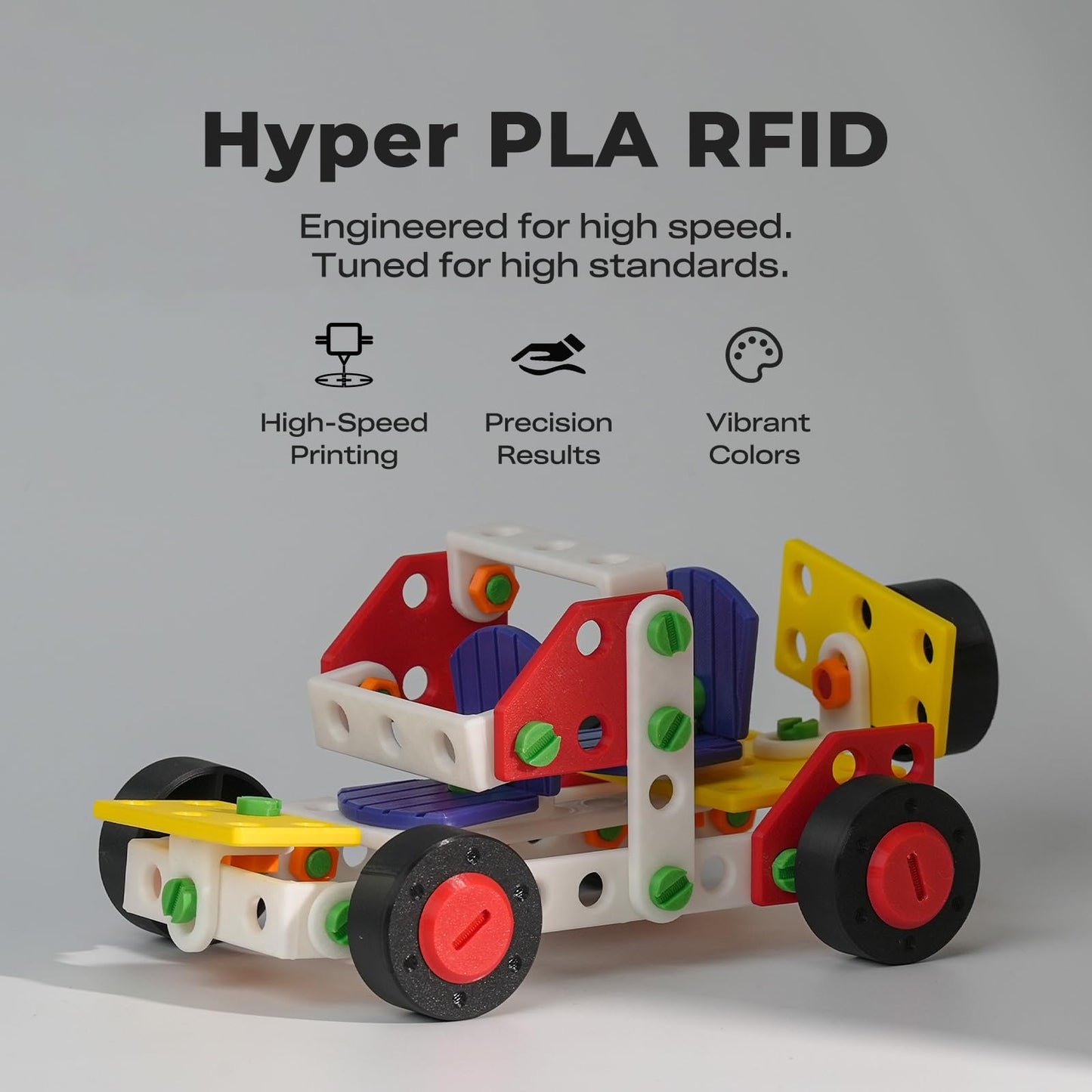 Creality Hyper PLA Filament Bundle 12KG, RFID 3D Printer Filament PLA 1.75mm for High Speed 30-600mm/s, Support CFS, Fits for Most 3D Printers (Black&White&Grey)