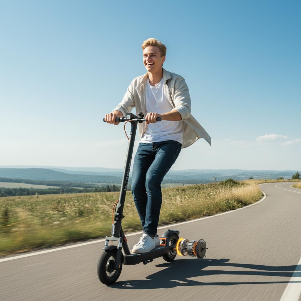 MEGAWHEELS Electric Scooter,Electric Scooter Adults with Suspension,28 Miles Long Range, 10in Pneumatic Tires,600W Motor,20 Mph Fast E Scooter with Smart APP for Commuting, Outdoor, Short Travel