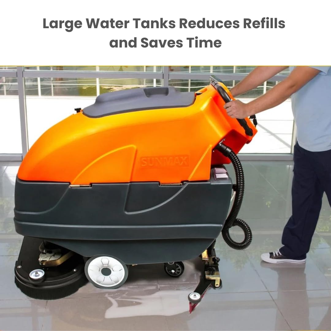 SUNMAX 34" Self-Propelled Commercial Floor Scrubber Machine, 33-Gal Tank, 75000 sp.ft./H Efficiency, Ideal for Large-area Cleaning