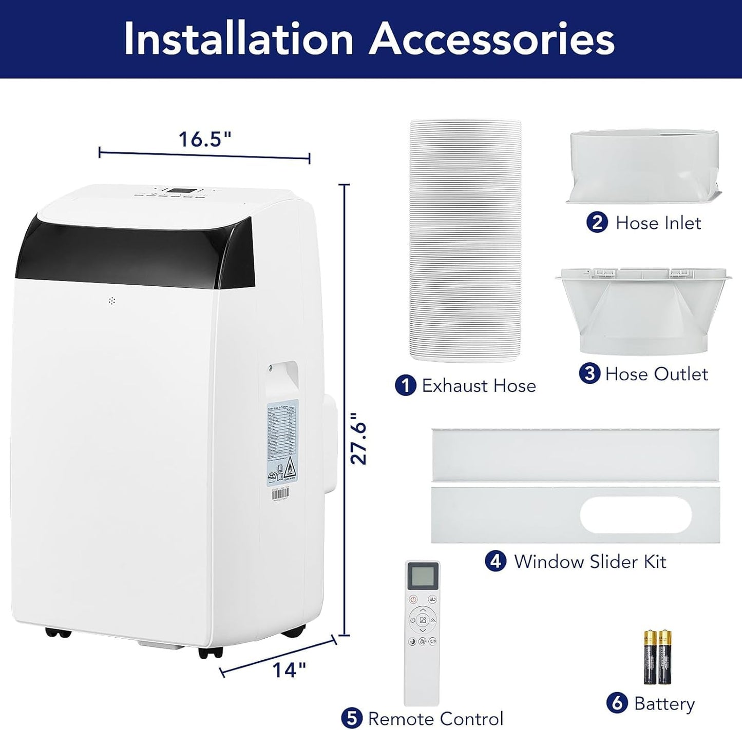 14,000 BTUPortable AC，3-in-1 Cooling/Dehumidifier/Circulation System for 750 Sq.Ft，51dB Ultra-Quiet with 3-Speed, Auto Oscillation & 24H Smart Scheduler for Bedroom, Office & Commercial Spaces