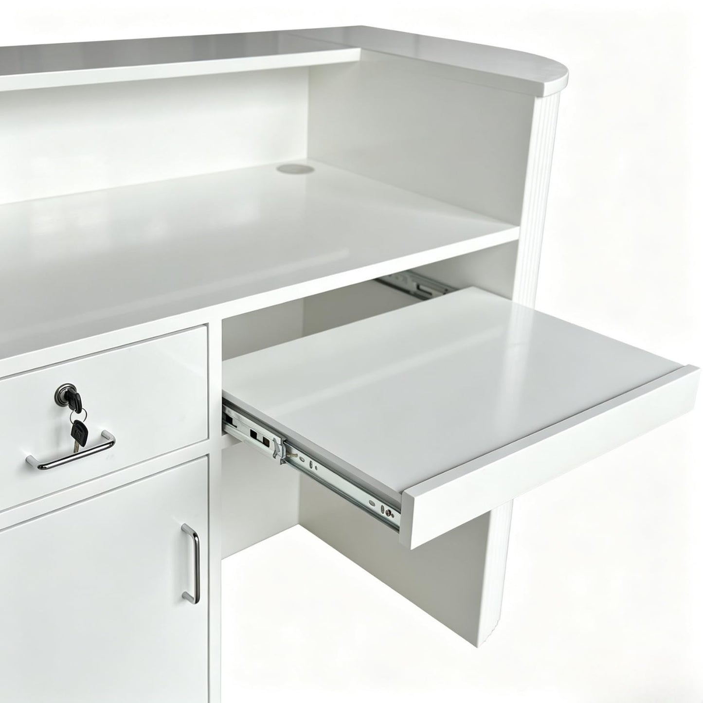 M2 Retail Modern Reception Desk with Counter, White Upgraded Front Counter Table for Beauty, Spa, Nail, Hair Salon, Lobby, 1500 * 600 * 1000mm(59 * 24 * 39'')
