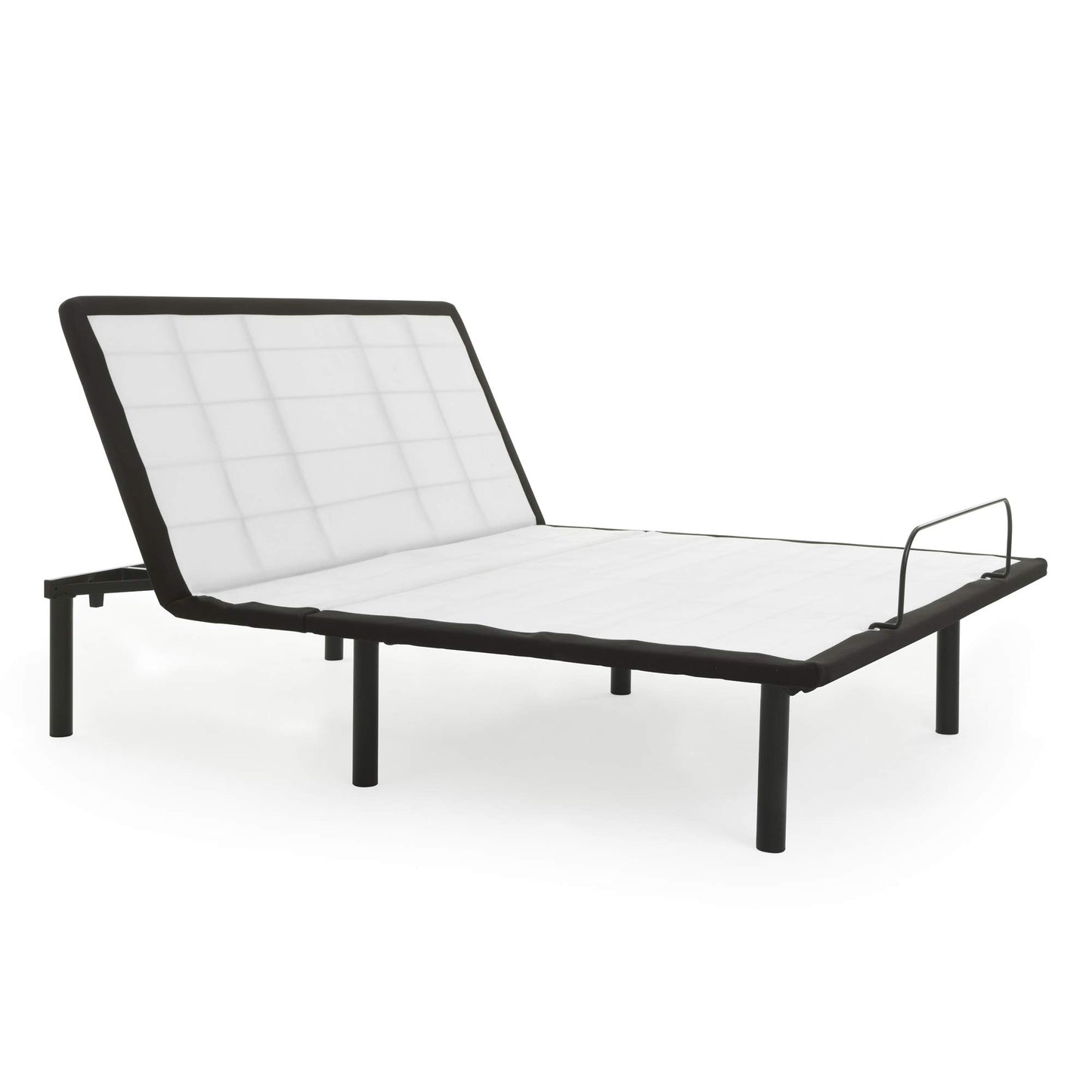 Greaton 15-inch Adjustable Bed Frame with Decorative Fabrics | Head Inclining with Wired Remote, Protective Foot Retainer Bar, 12-inch Patented Screw-In Durable Legs, Twin XL, White