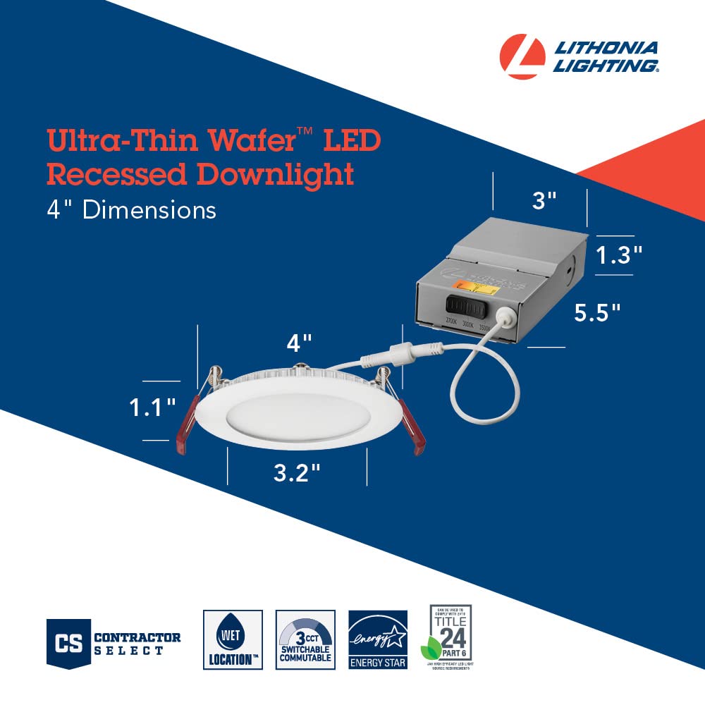 Lithonia Lighting LED Recessed Downlight, 4-Inch, Color Temperature Selectable 3000K/4000K/5000K, Oil Rubbed Bronze, Model WF4