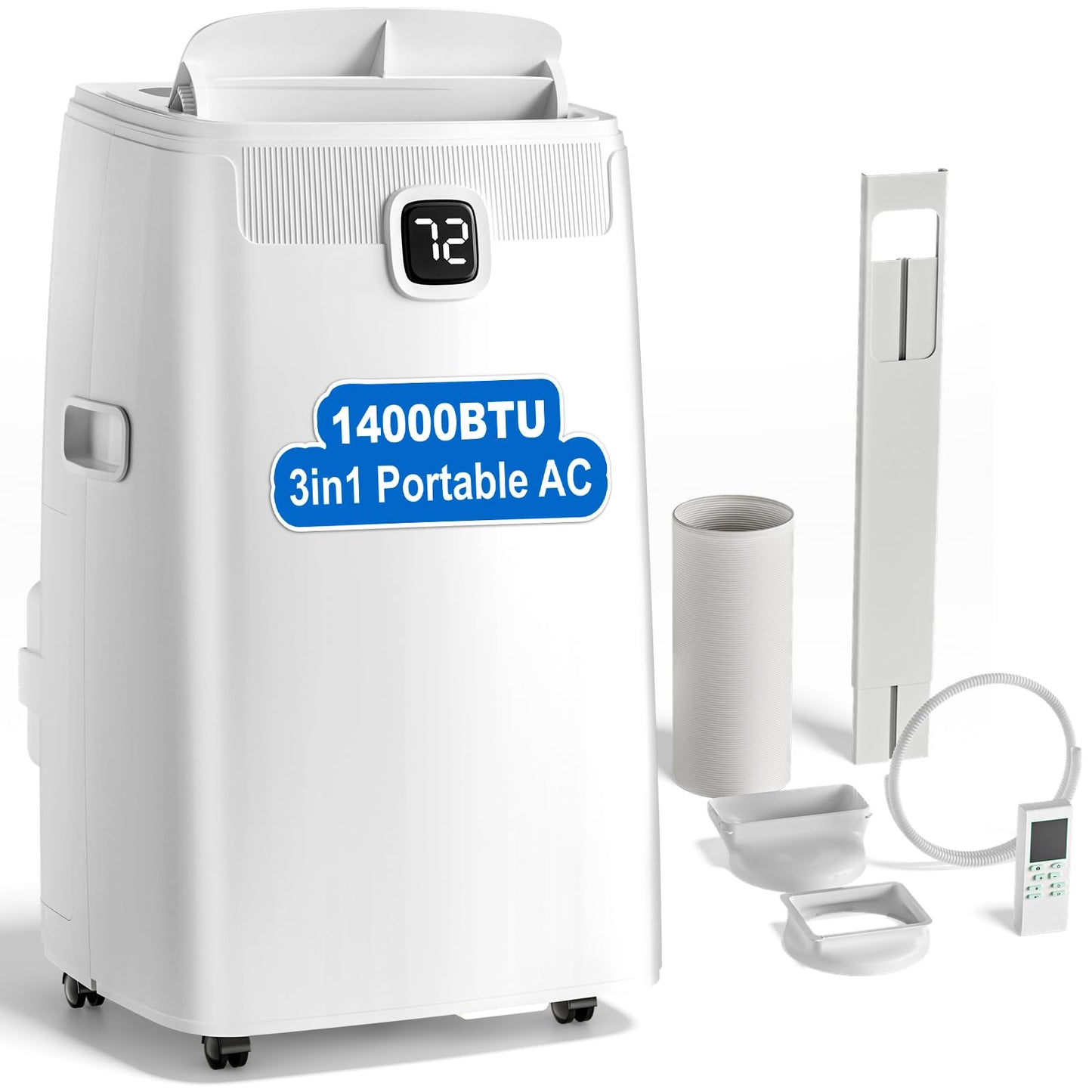 Portable Air Conditioners, 14,000 BTU Portable AC Unit for Room up to 650 Sq. Ft, 3 in 1 Small AC Unit with 24H Timer Smart Sleep Mode, Smart Stand up Air Conditioner for Bedroom Kitchen Garage