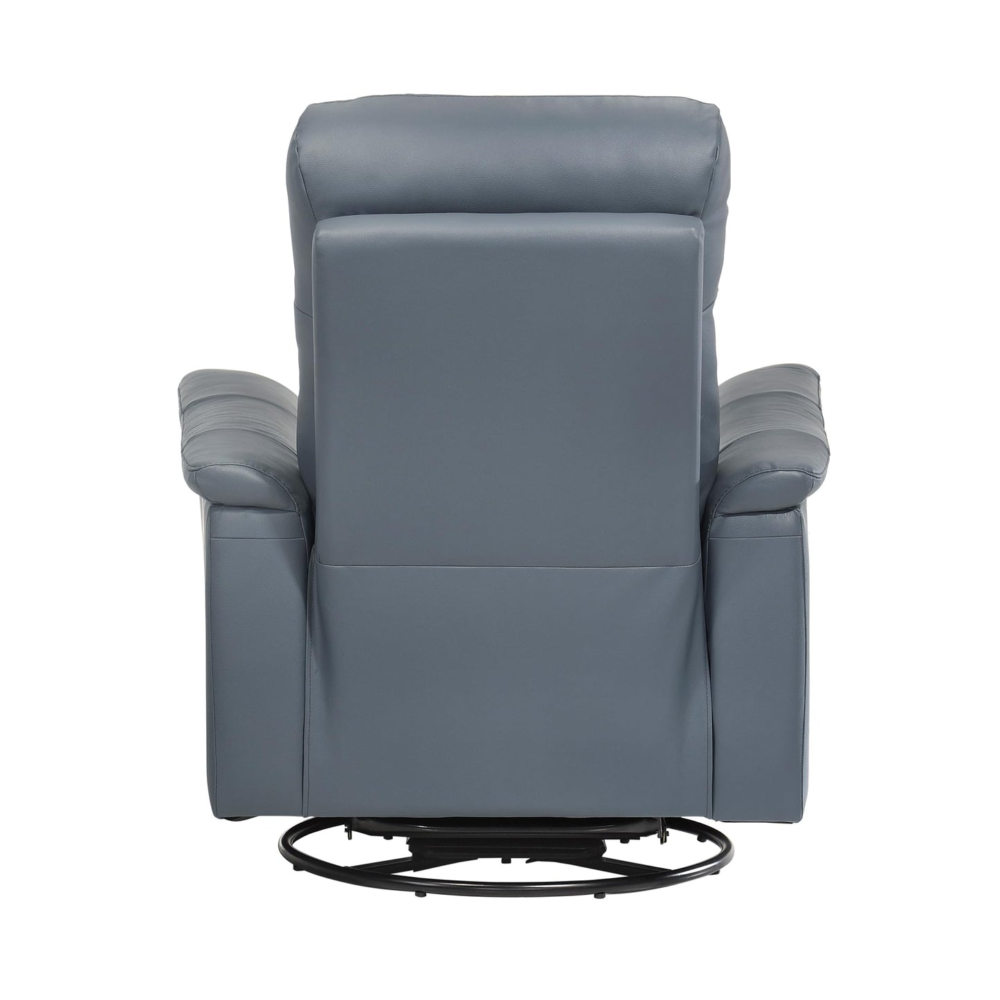 Lexicon Swivel Glider Recliner Chair, Comfy Nursery Glider, Top Grain Leather Match Recliner, Manual Reclining Chair for Living Room/Office/Apartment, Blue Gray