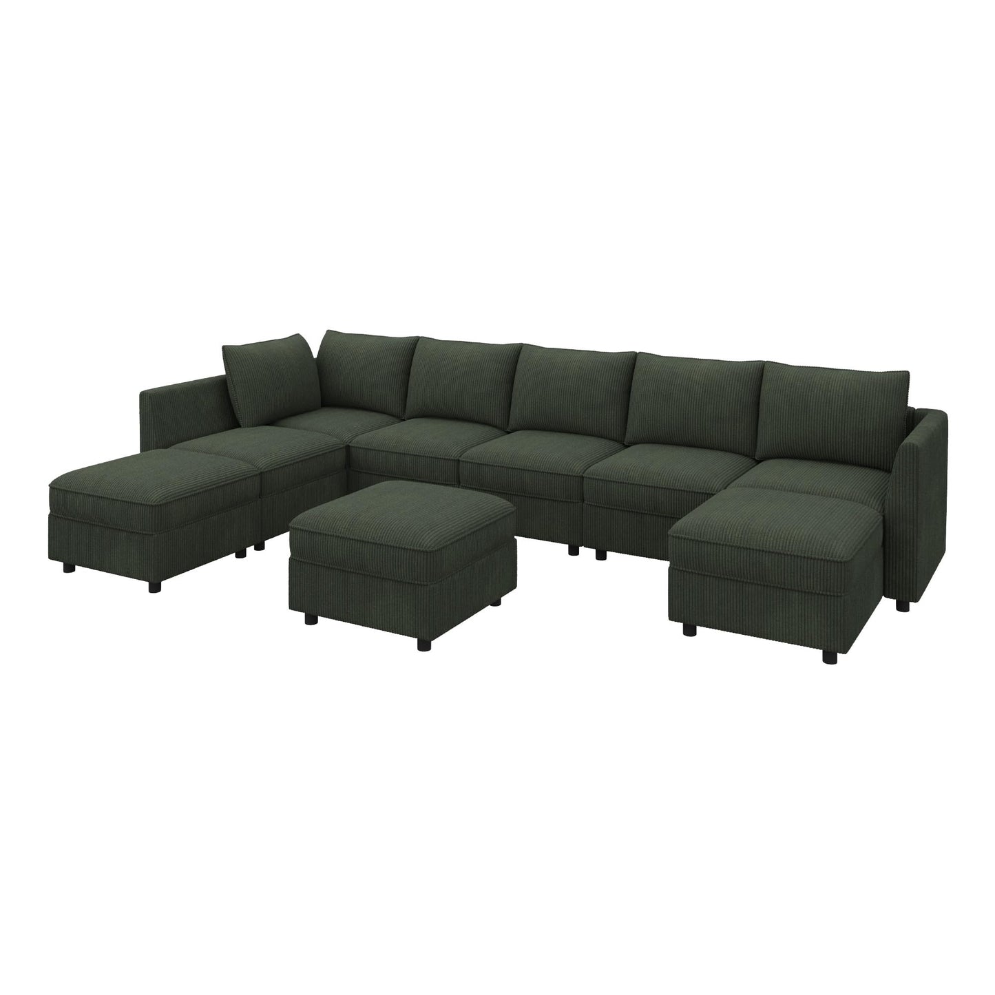 HONBAY Modular Sectional Sofa with Storage, U Shaped Couch Modular Convertible Sectional Couches for Living Room - Green