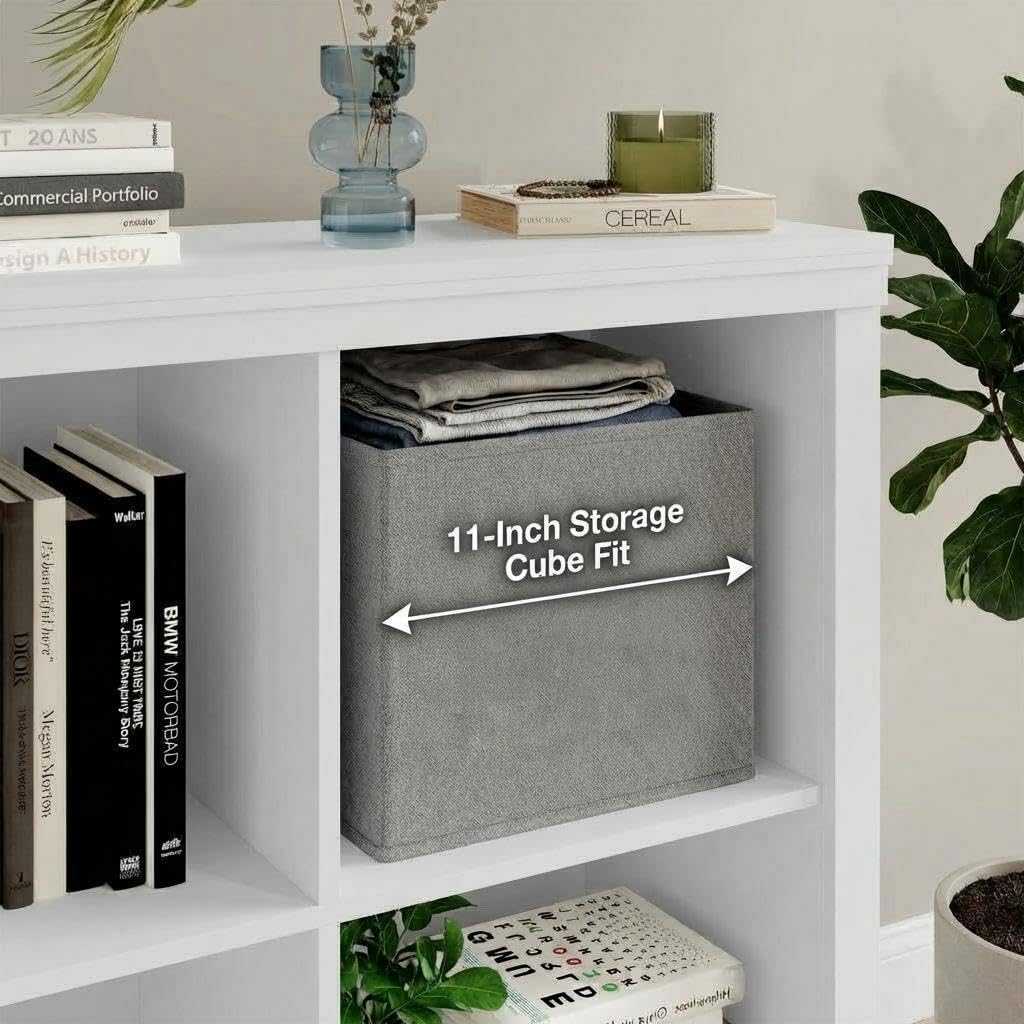 GarveeHome 6 Cube Storage Organizer, 53 Inch Tall Bookcase with Anti-Tip Design, Sturdy Wooden Bookshelf for Living Room, Bedroom, Home Office, White Cube Shelf in White