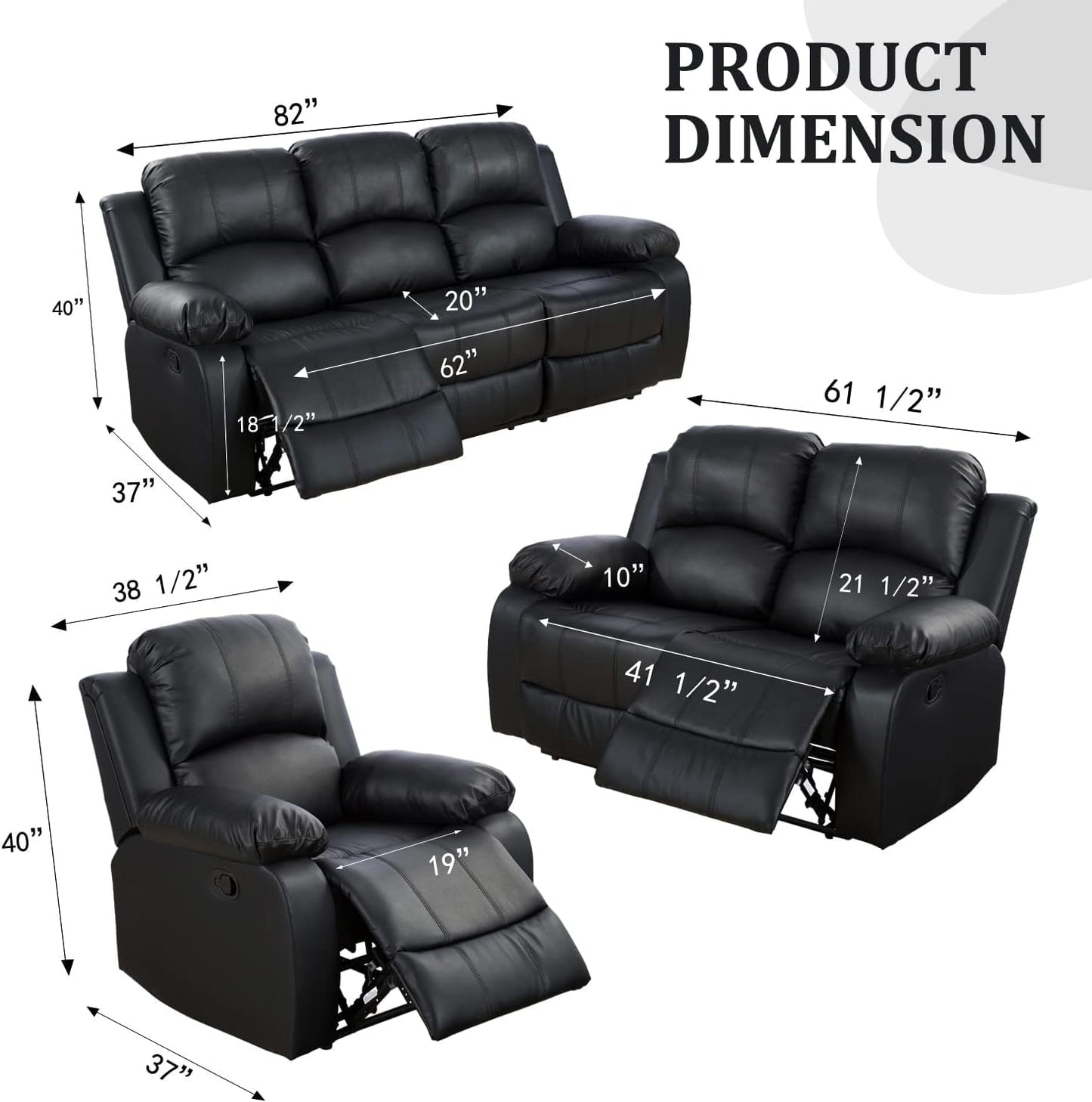 Trygoal Oversized Recliner Chair, Single Leather Power Electric Recliners with Home Theater Seating, Recliner Sofa Breathable Living Room Chairs for Adults Reading Gaming, Black