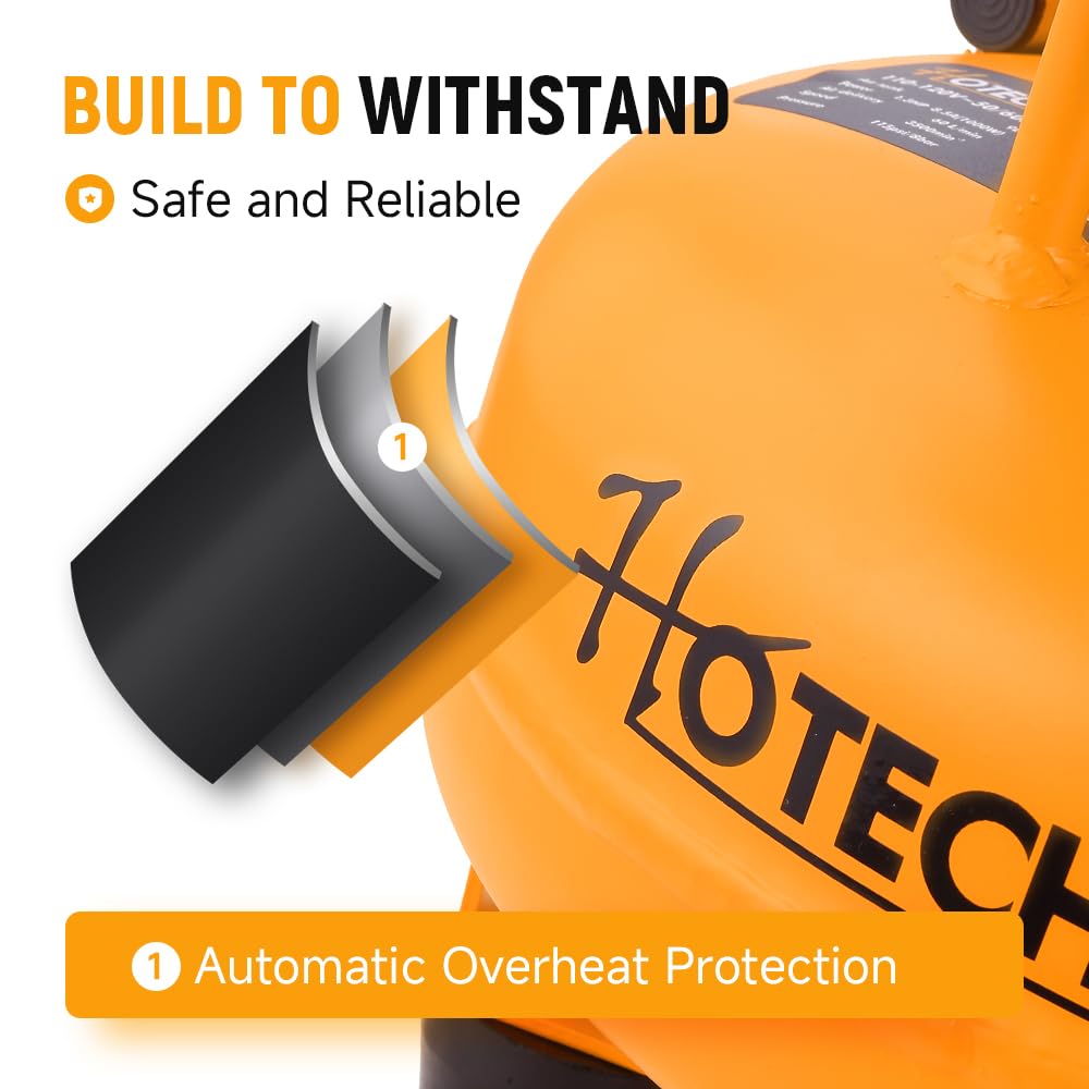 Hoteche 9L Vertical Air Compressor, 1000W, Matte Yellow, Dual Display Gauge with Pressure Regulator & Ball Valve