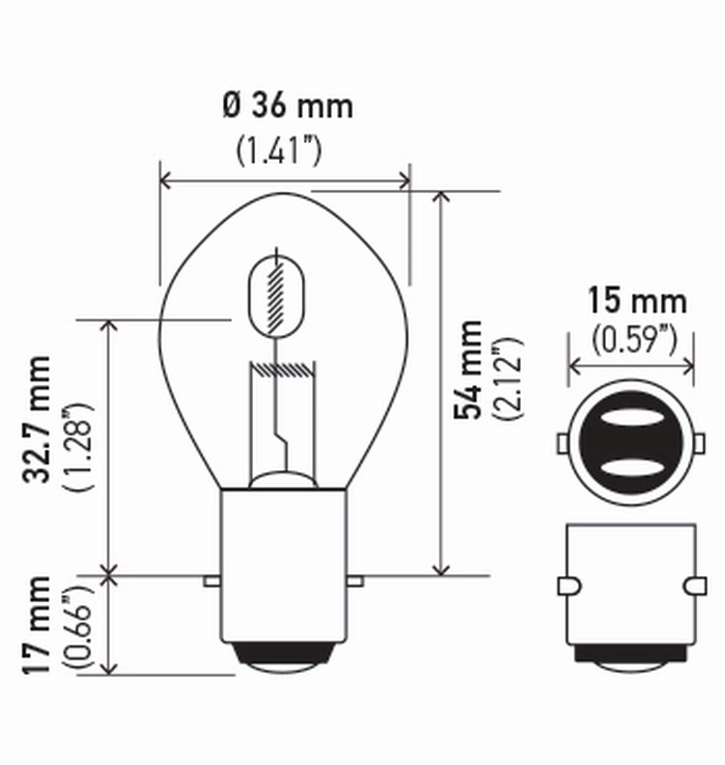 Hella 6235SB Bulb 12V 35/35W Ba20D Glass Multi Standard Size