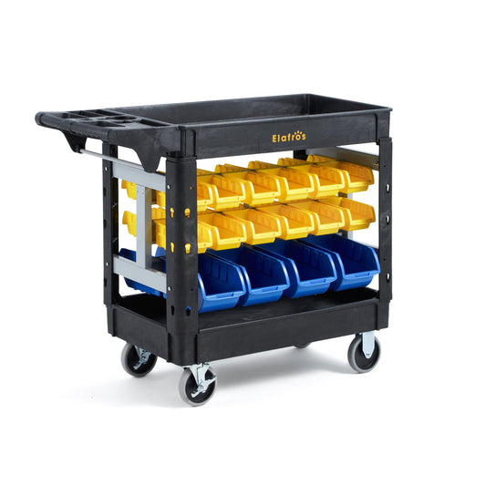 ELAFROS 2-Tier Heavy Duty Utility Cart with 32 Storage Bins, 40.7 x 17 in